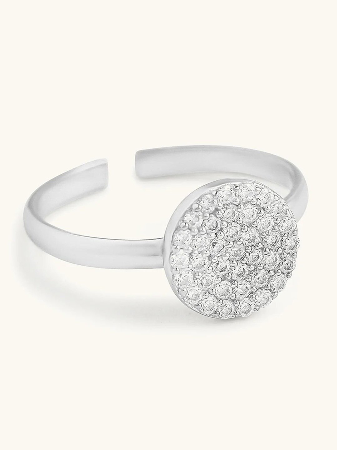 

Mabel Silver-Plated 92.5 Sterling Silver Cubic Zirconia Stone Studded Finger Ring