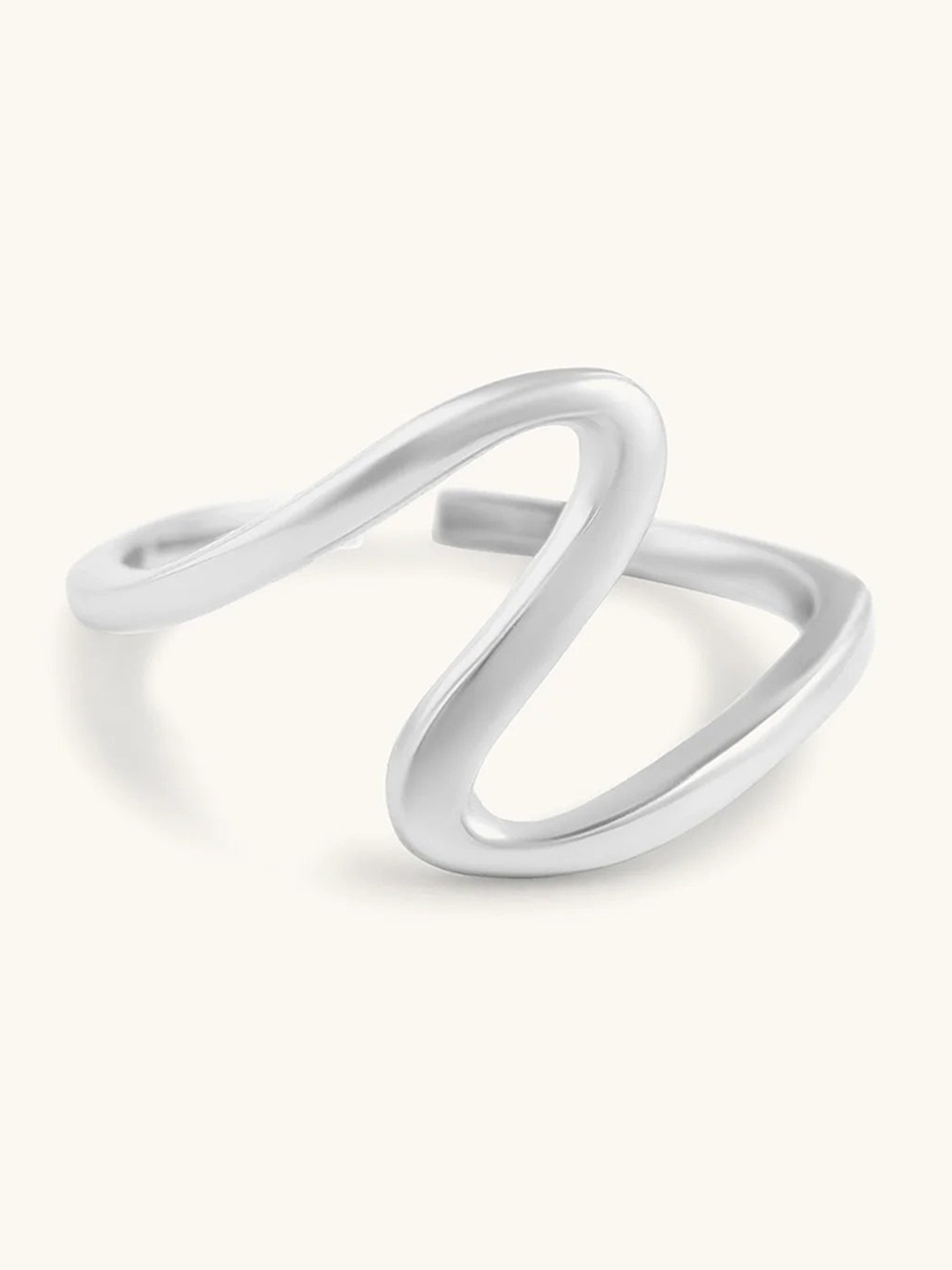 

Mabel 925 Sterling Silver Rhodium Plated Wave Adjustable Ring