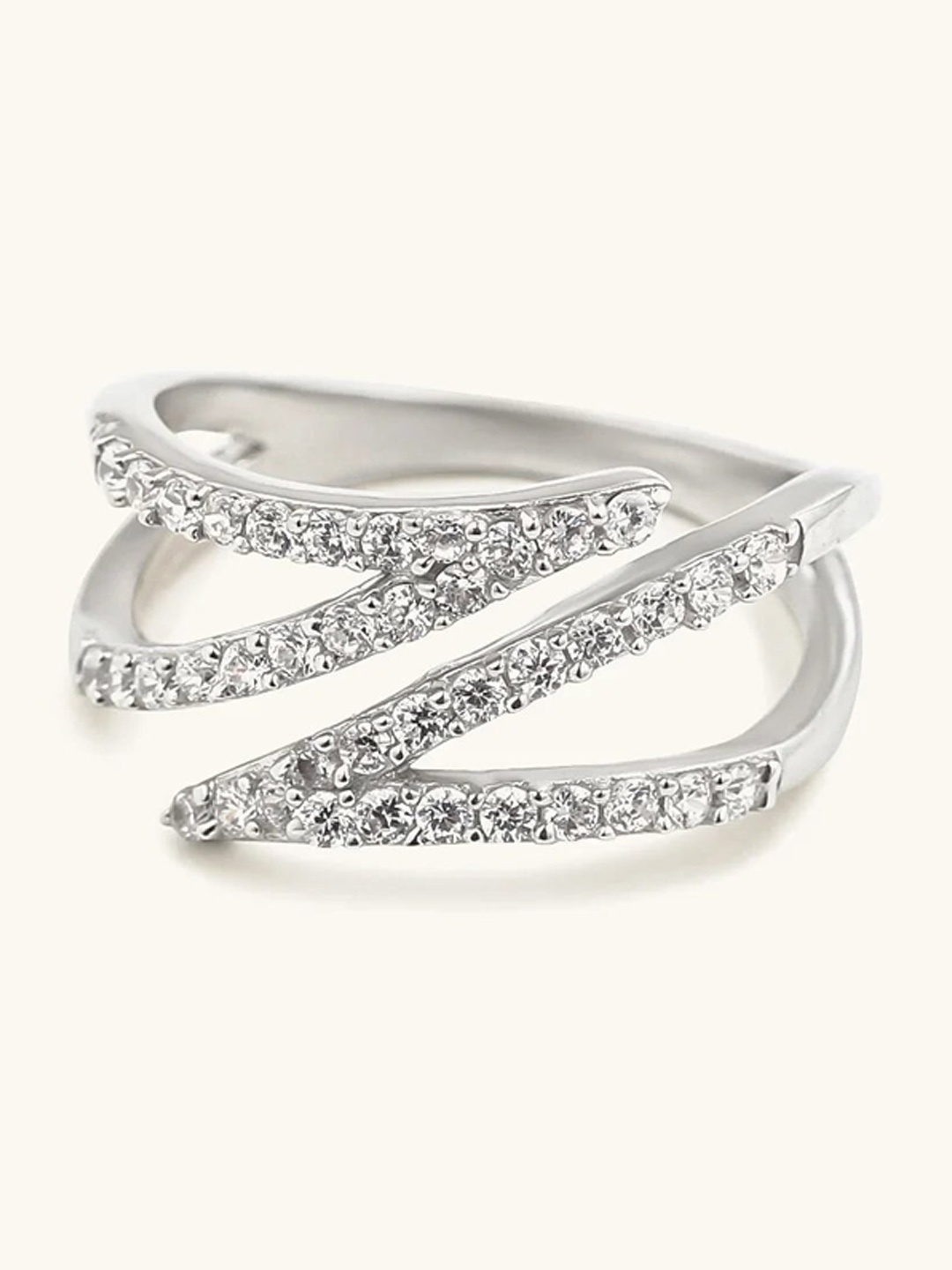 

Mabel 925 Sterling Silver Rhodium Plated Studded Arrow Head Adjustable Ring