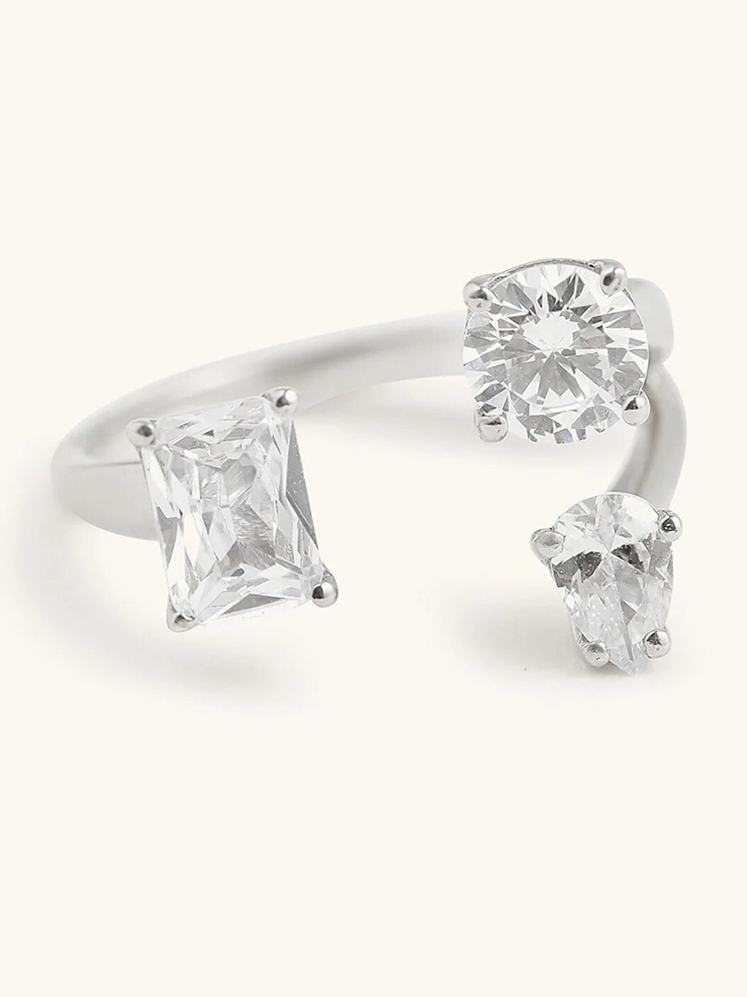 

Mabel 925 Sterling Silver Rhodium Plated Bold Solitaire Adjustable Ring