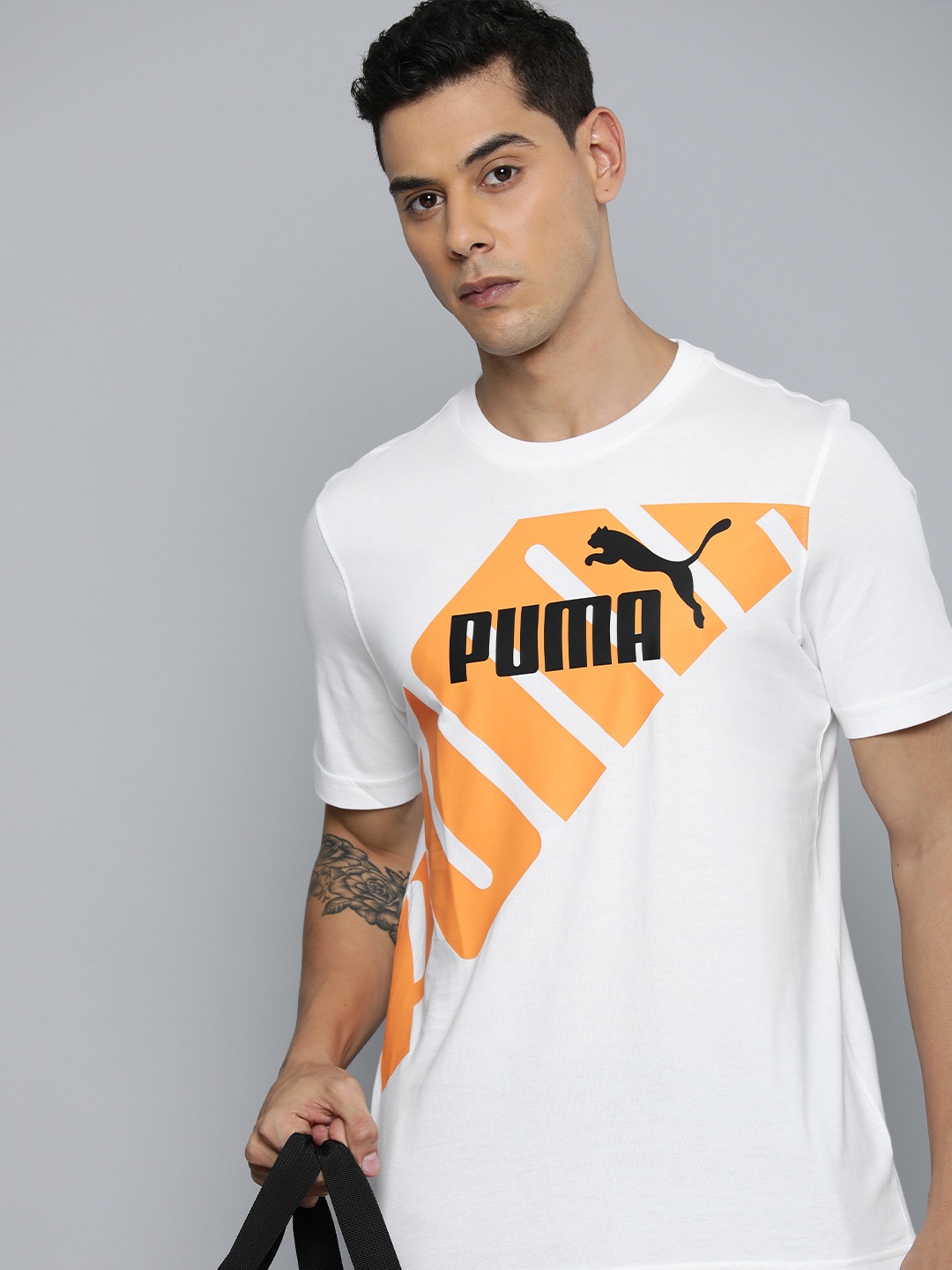 

Puma Men Power Graphic Printed Pure Cotton dryCELL T-shirt, White