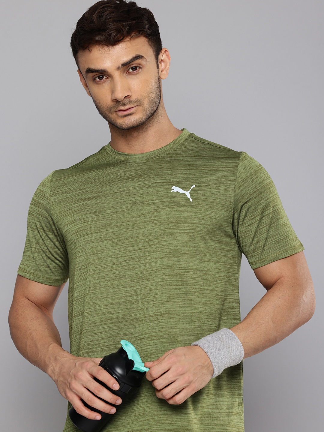 

Puma Men FAVORITE Heather Textured Running T-shirt, Olive