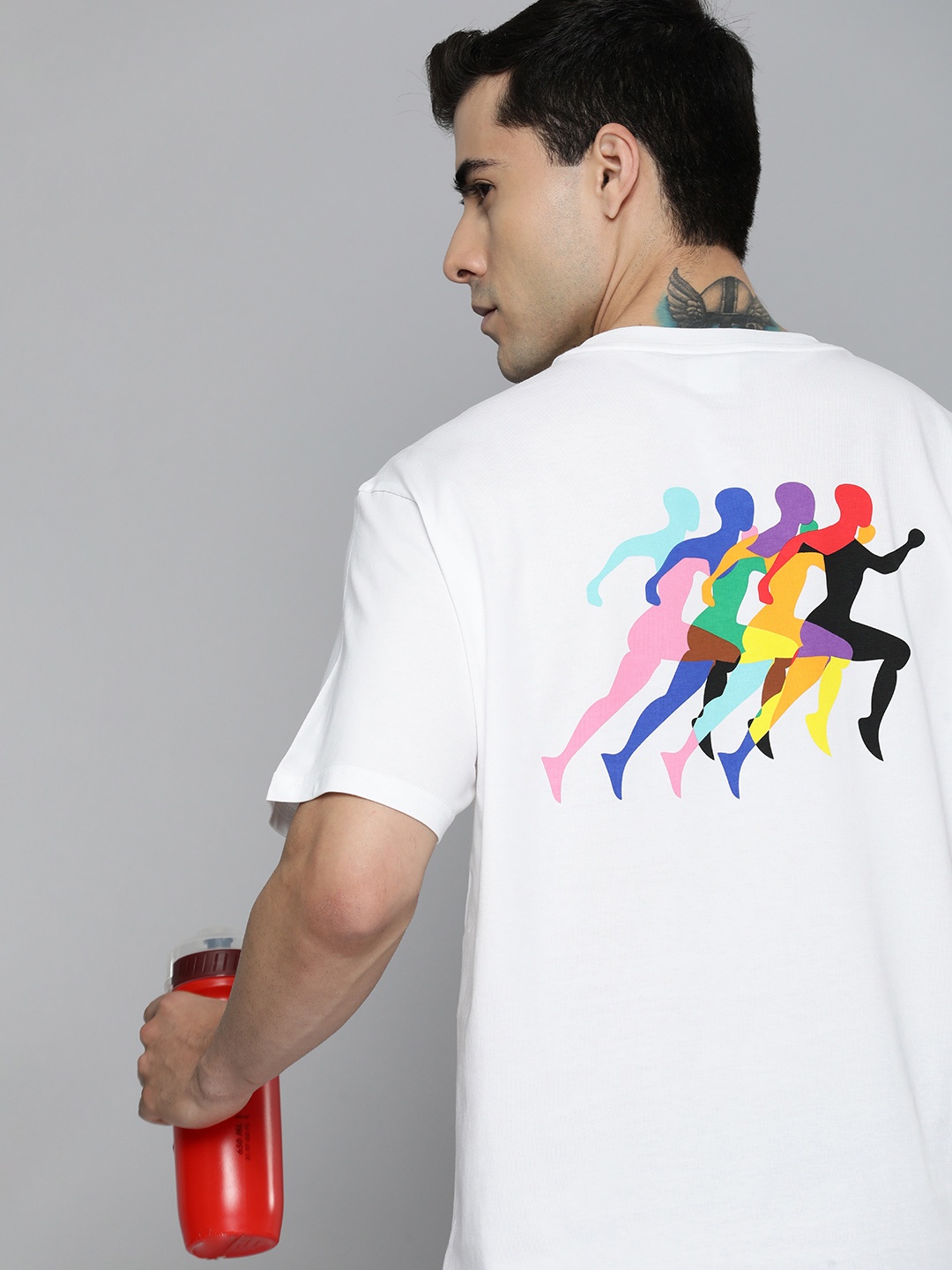 

Puma Pure Cotton Relaxed Fit LOVE MARATHON Graphic Outdoor Unisex T-shirt, White
