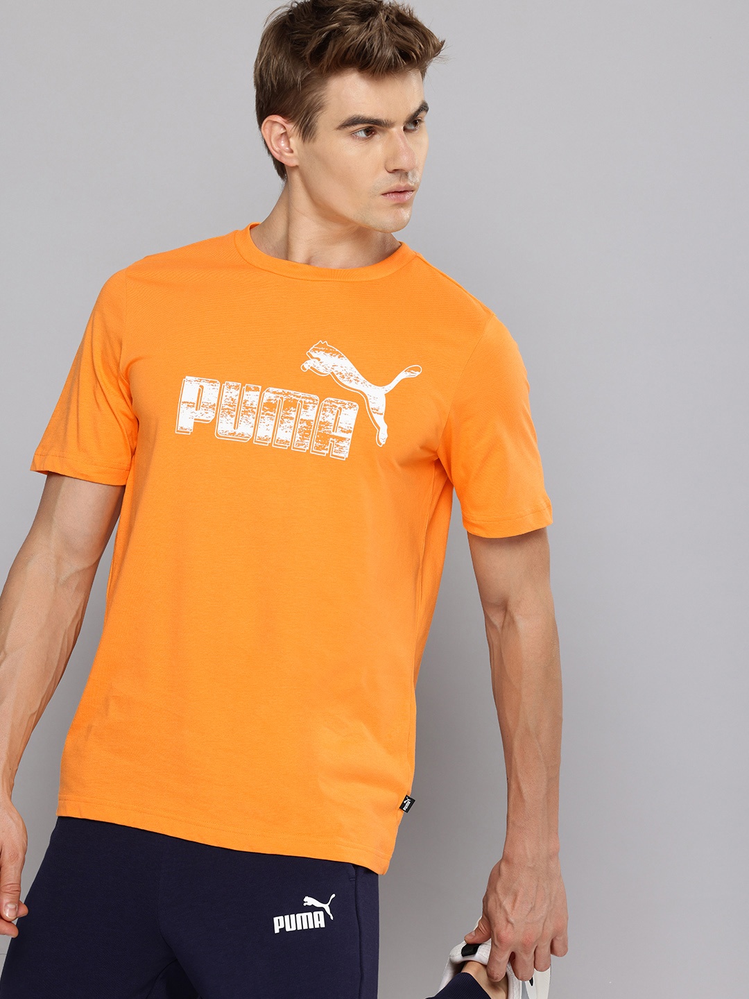 

Puma Brand Logo Printed Pure Cotton T-shirt, Orange