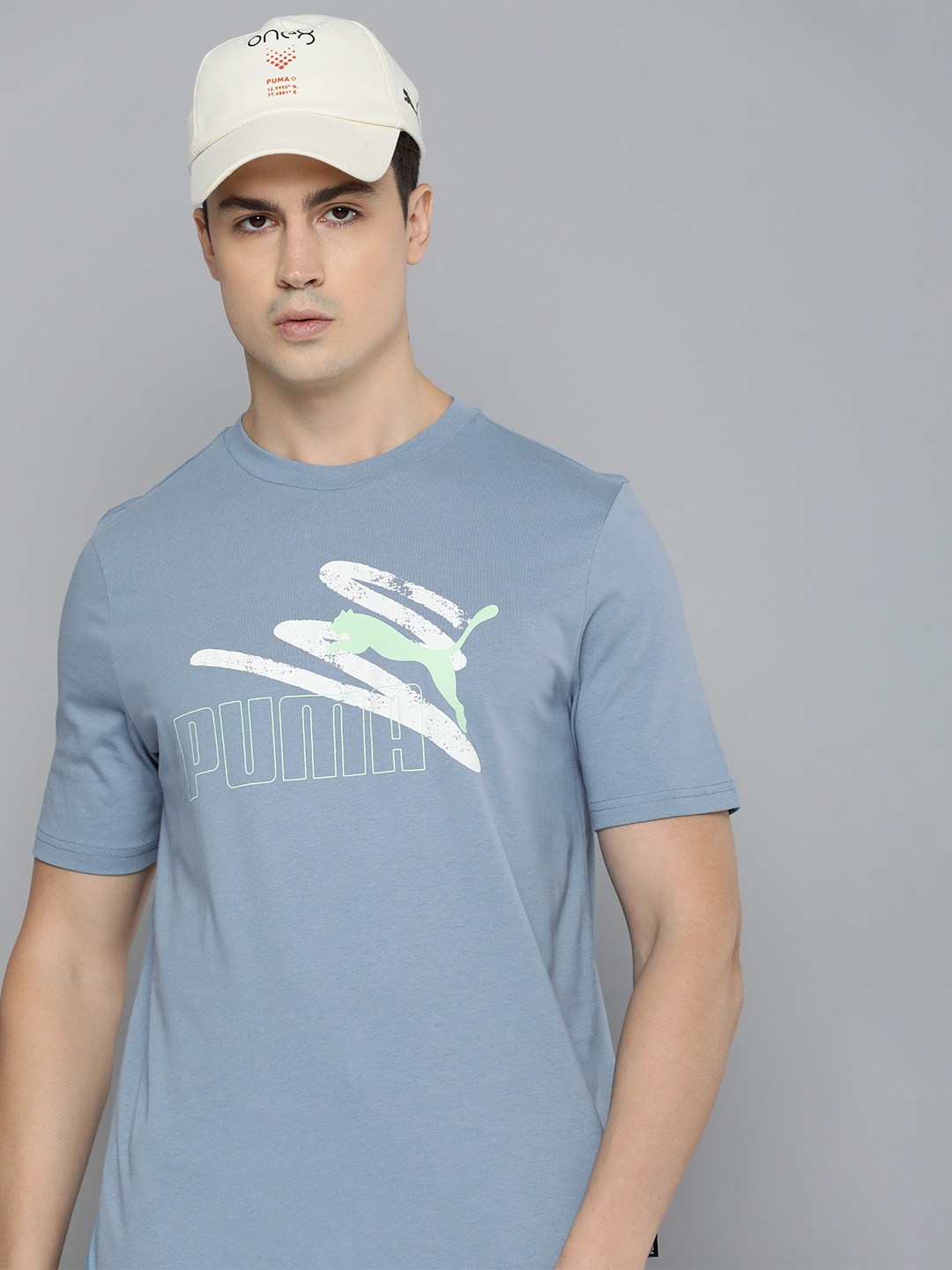 

Puma Brand Logo Summer Printed Pure Cotton T-shirt, Blue