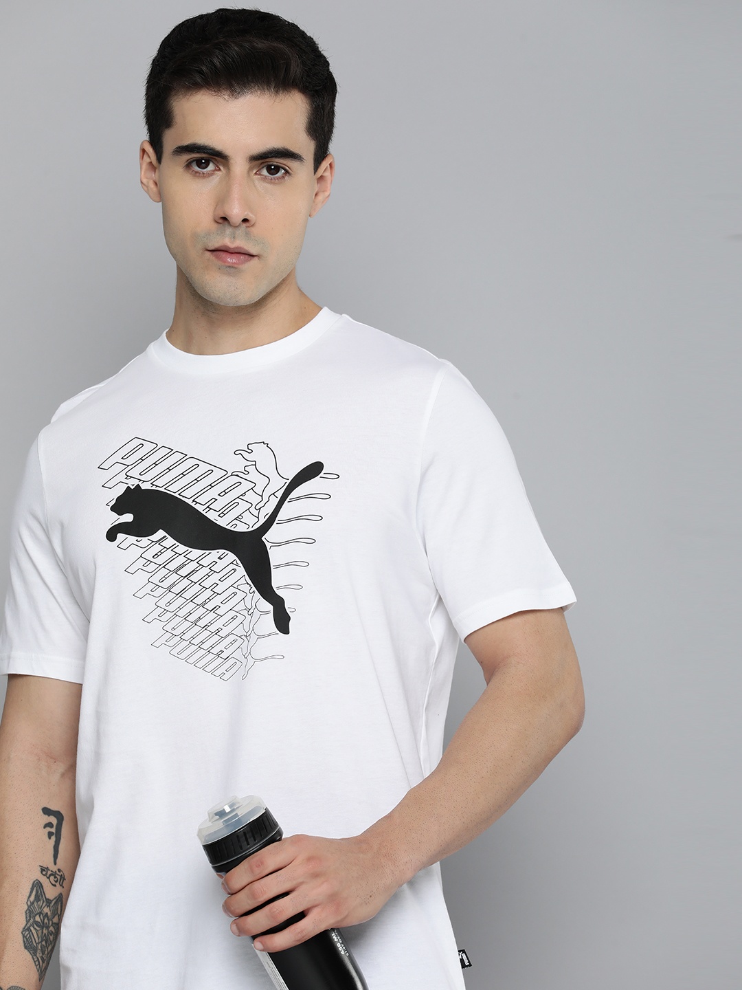 

Puma Men Graphics Cat Printed Pure Cotton T-shirt, White