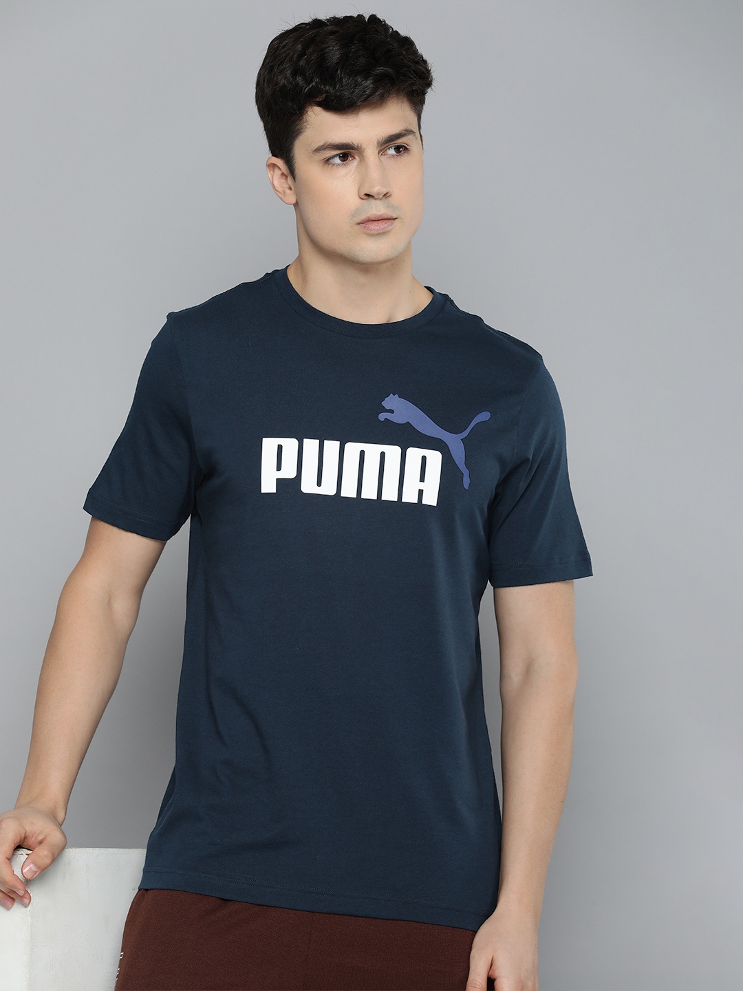 

Puma Brand Logo Printed Pure Cotton T-shirt, Navy blue