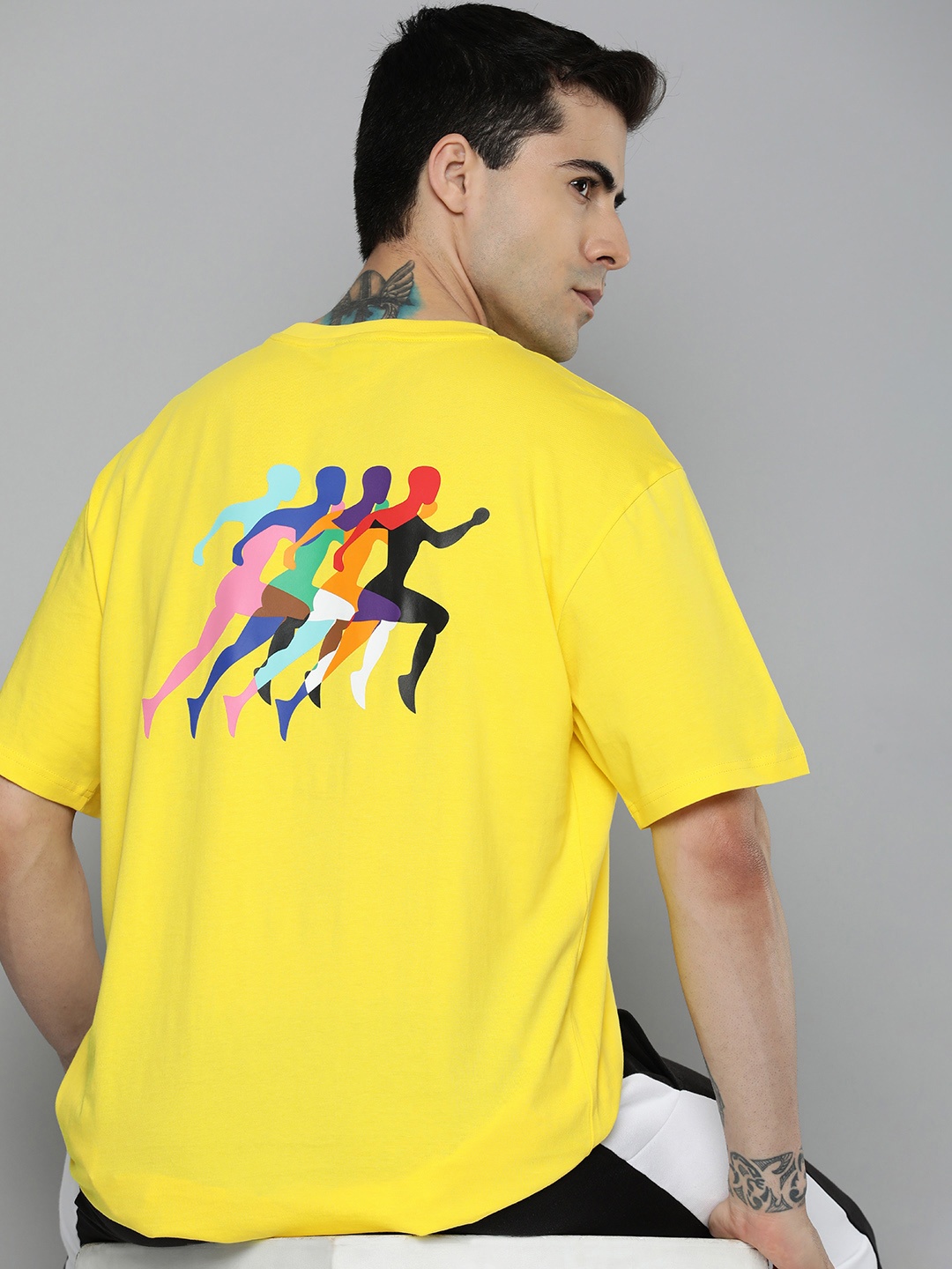 

Puma Pure Cotton Relaxed Fit LOVE MARATHON Graphic Outdoor Unisex T-shirt, Yellow
