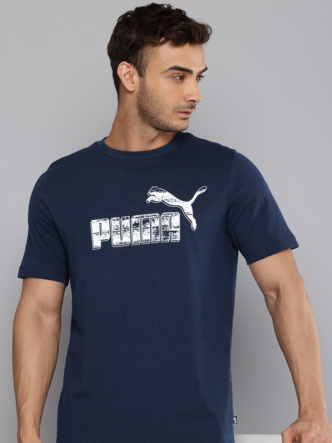 

Puma Brand Logo Printed Pure Cotton T-shirt, Navy blue