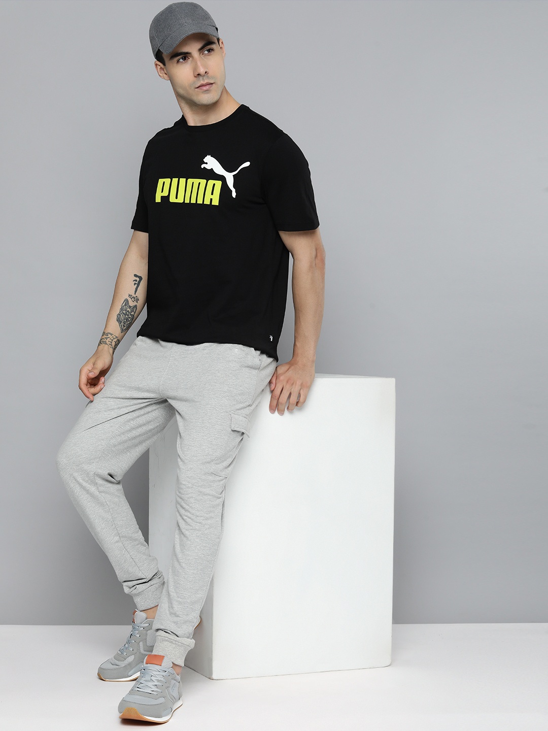

Puma Men 2 Color Logo Printed Pure Cotton T-shirt, Black