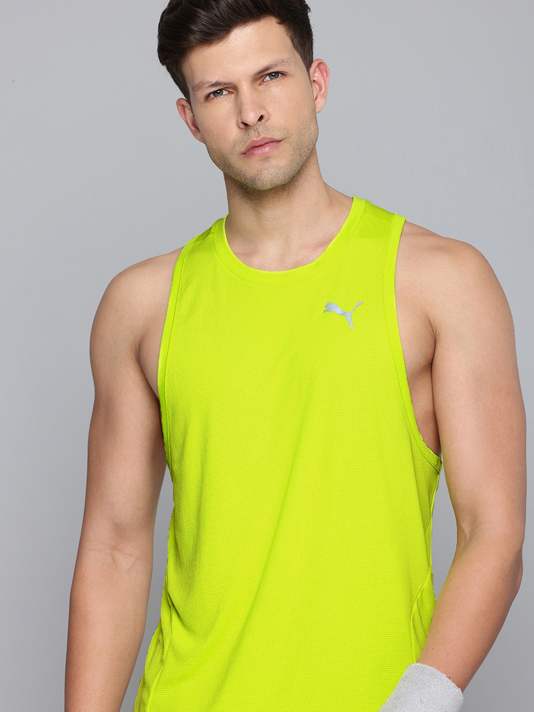 

Puma dryCELL Checked Sleeveless Running Sports T-shirt, Fluorescent green