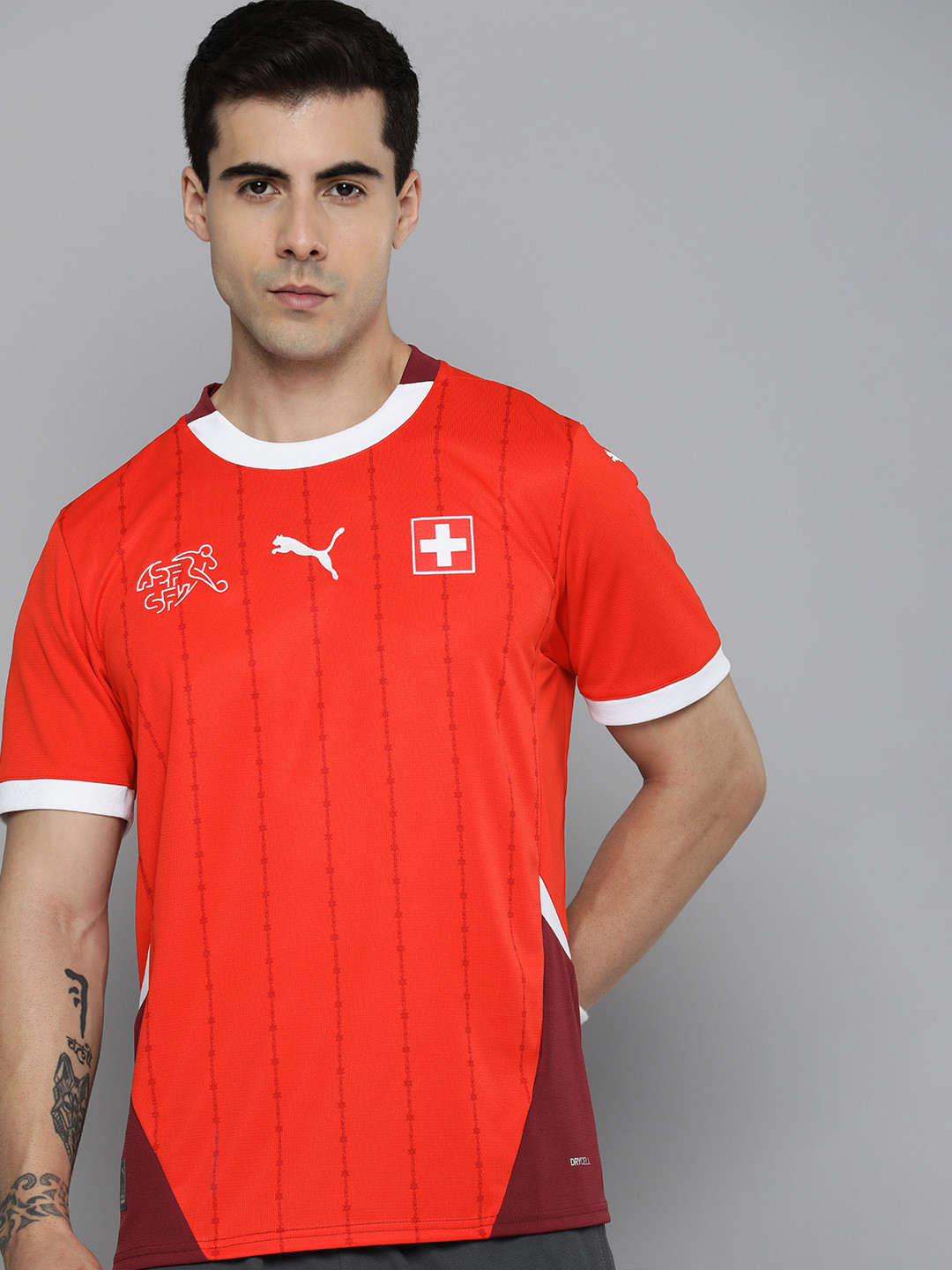 

Puma Striped dryCELL Switzerland Football 2024 Home Jersey T-shirt, Red