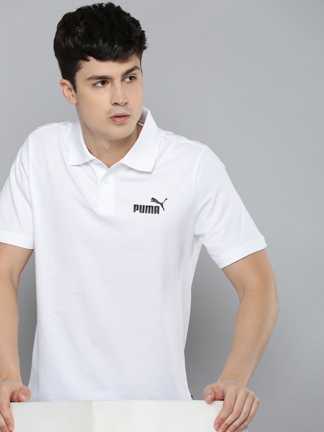 

Puma Men Jersey Polo Collar Pure Cotton T-shirt, White