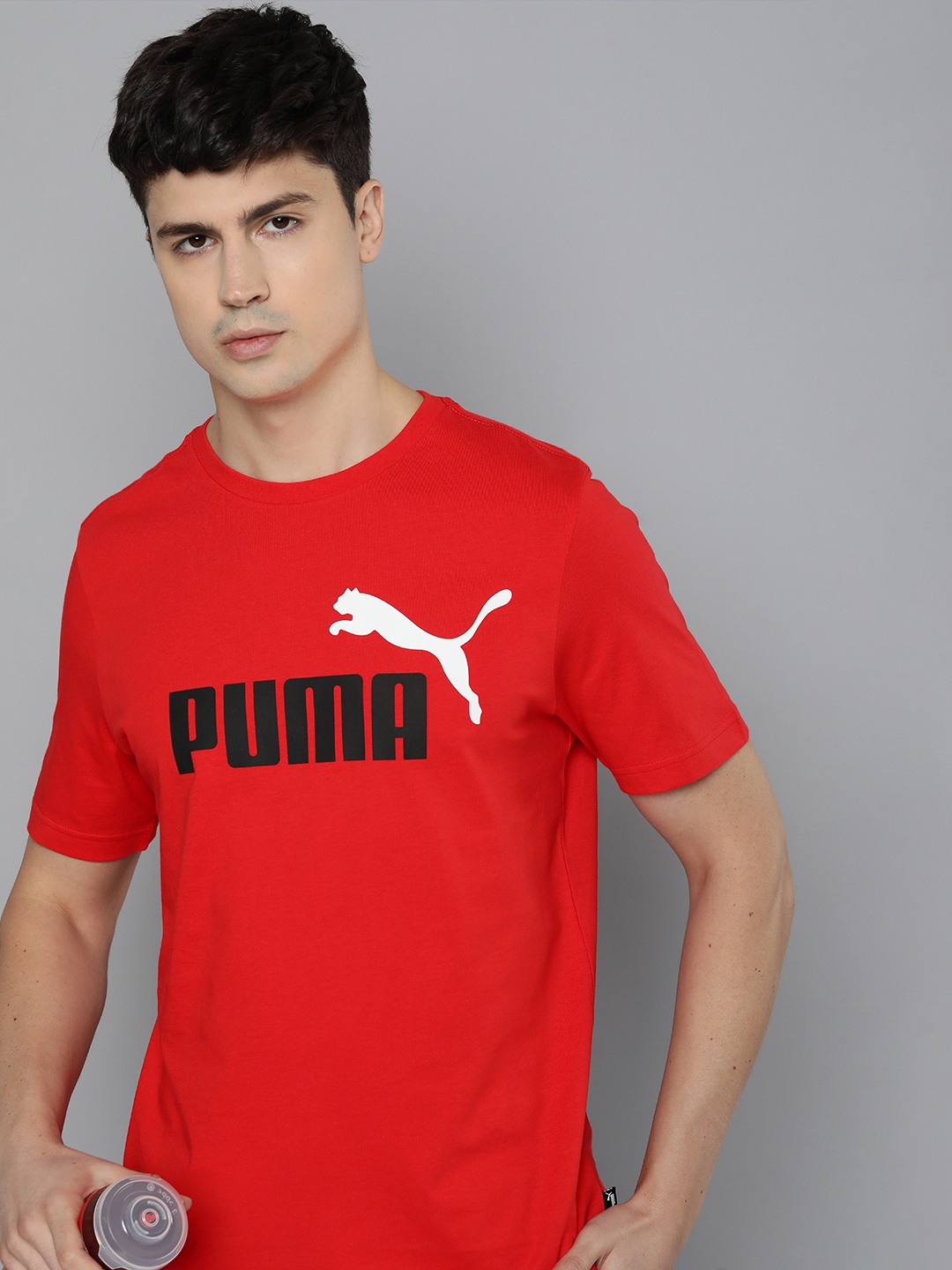 

Puma Men 2 Color Logo Printed Pure Cotton T-shirt, Red