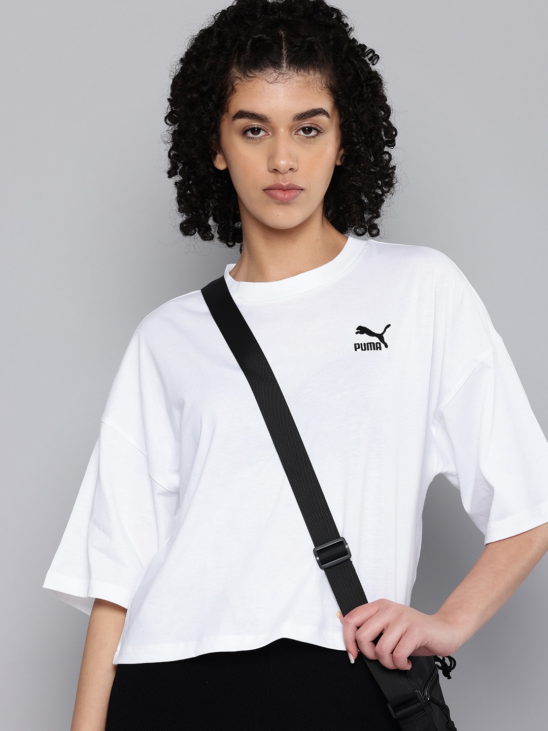 

Puma BETTER CLASSICS Brand Logo Embroidered Pure Cotton Oversized T-shirt, White