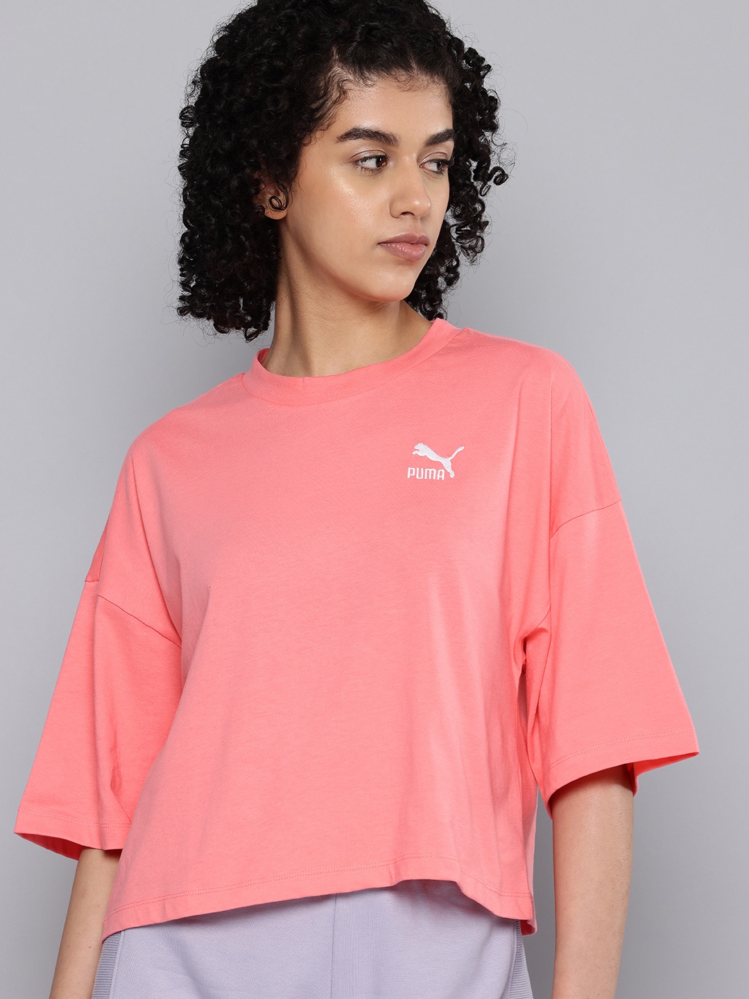 

Puma BETTER CLASSICS Drop-Shoulder Sleeves Pure Cotton Oversized T-shirt, Pink