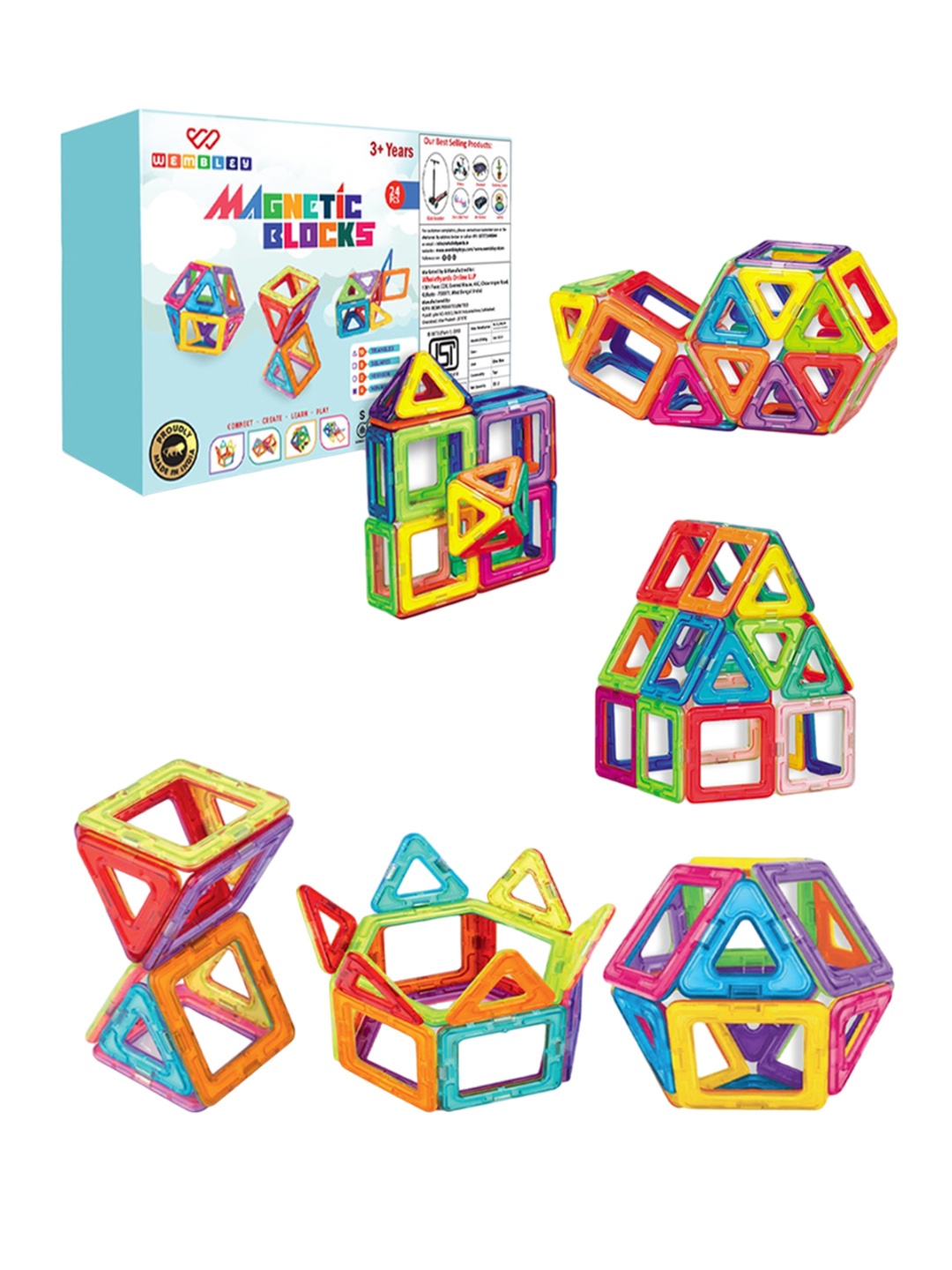 

WEMBLEY Kids 24 Pcs Magnetic Puzzles, Pink