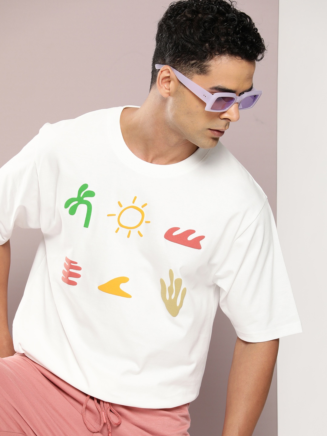

DILLINGER Men Graphic Printed Embossed Oversized T-shirt, Off white