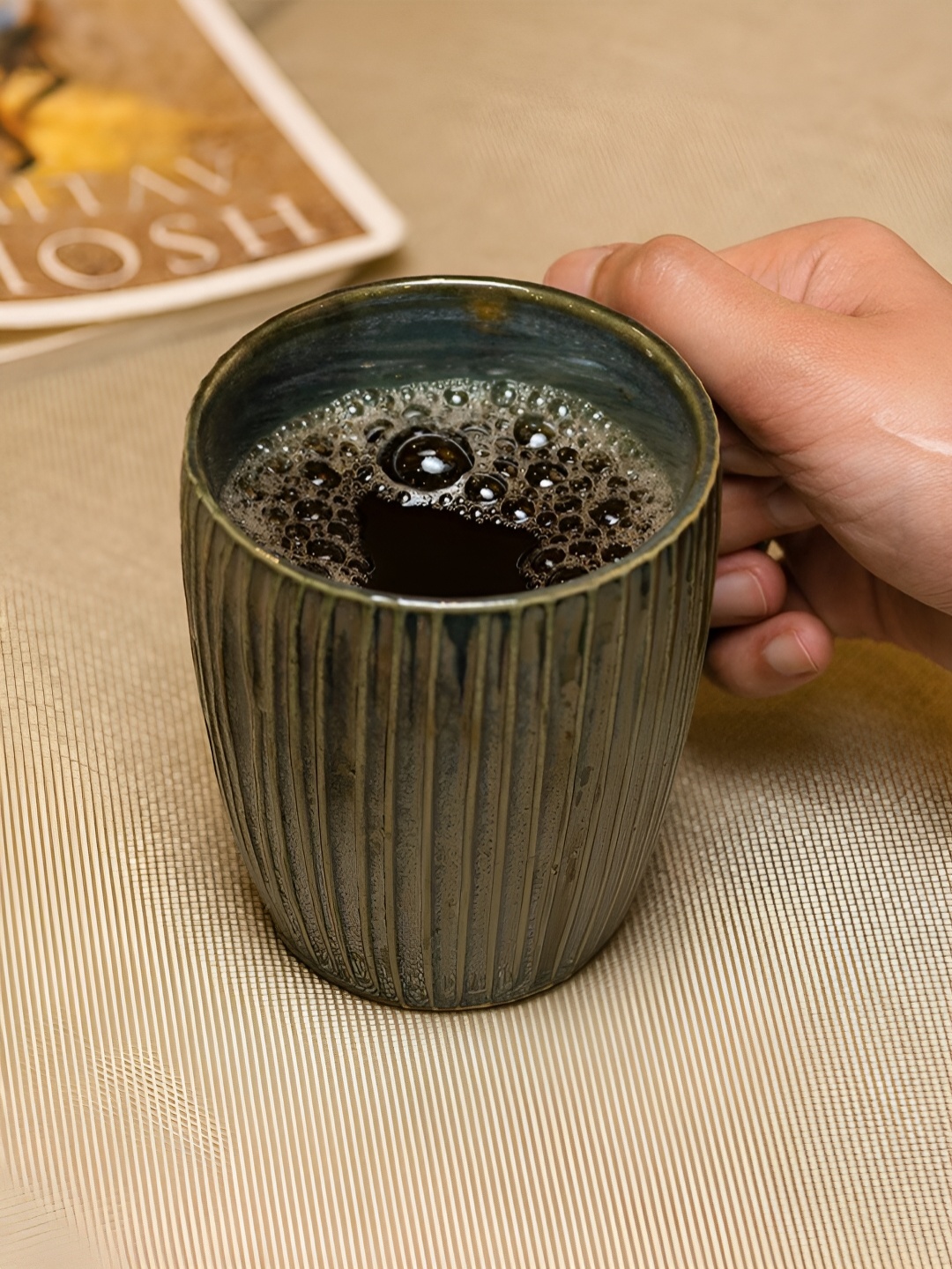 

ARAVALII Grey 6 Pieces Textured Ceramic Glossy Mugs