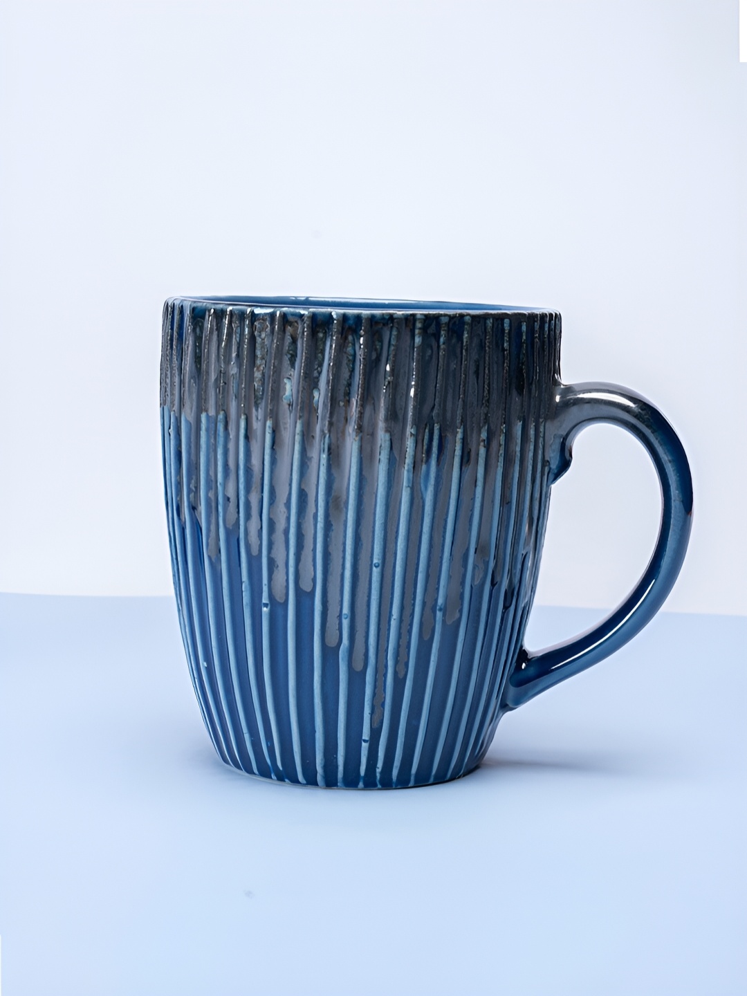 

ARAVALII Blue & Grey 6Pcs Textured Ceramic Glossy Mugs