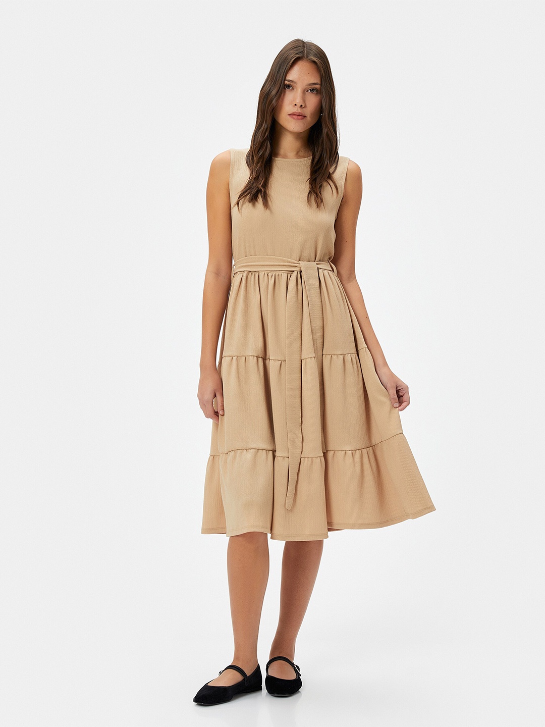 

Koton A-Line Midi Dress, Beige