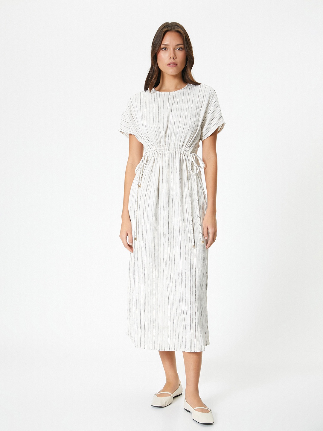

Koton Striped A-Line Mini Dress, Brown