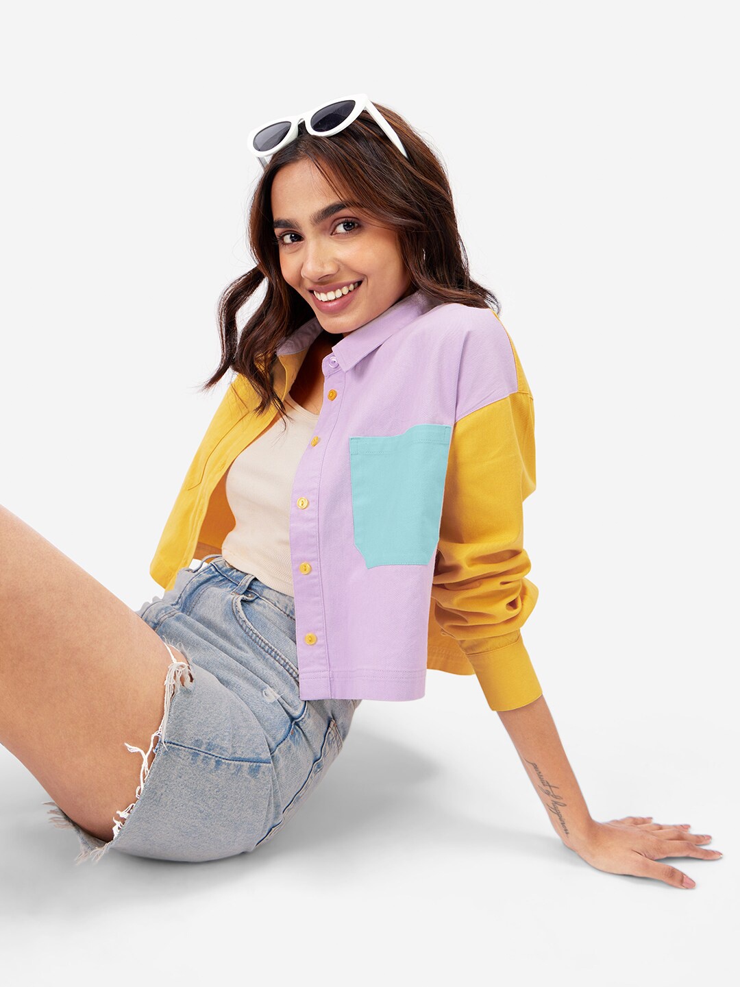 

The Souled Store Musard Yellow & Purple Spread Collar Casual Shirt, Mustard