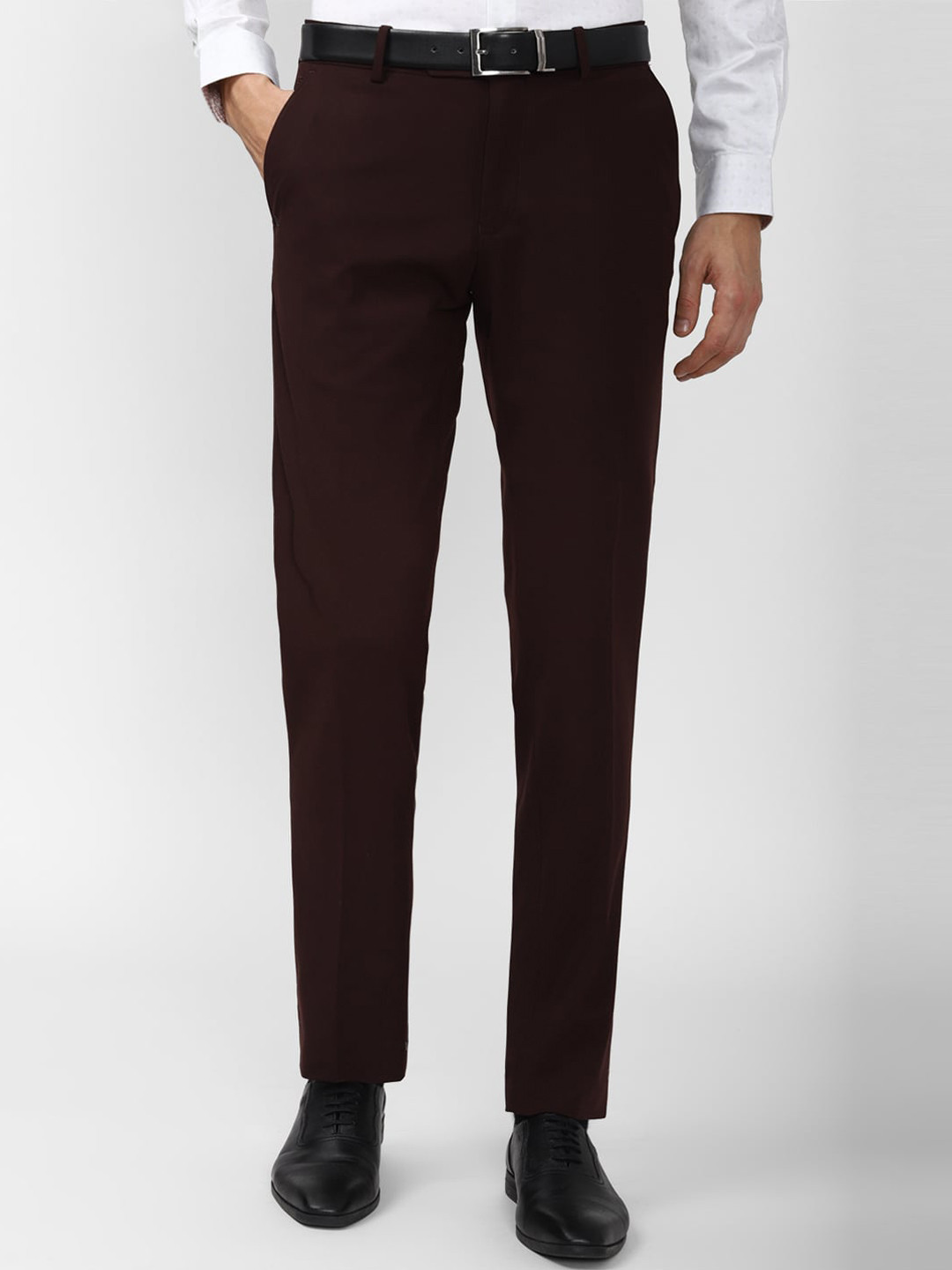 

Peter England Elite Men Slim Fit Trousers, Maroon