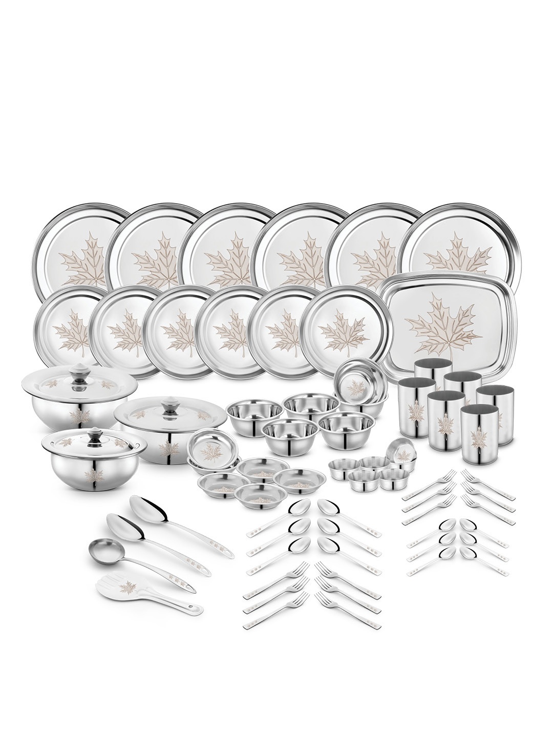 

Classic Essentials Silver Toned 68 Pieces Maple Dinner Set