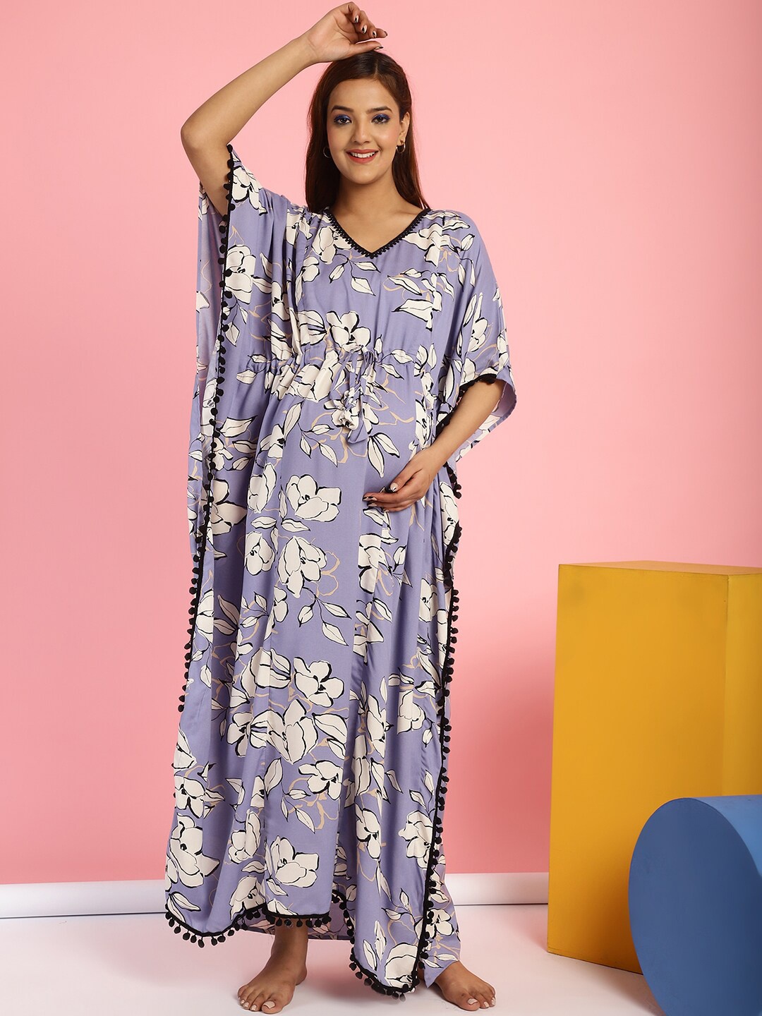 

Secret Wish Floral Printed Maternity Maxi Nightdress, Lavender