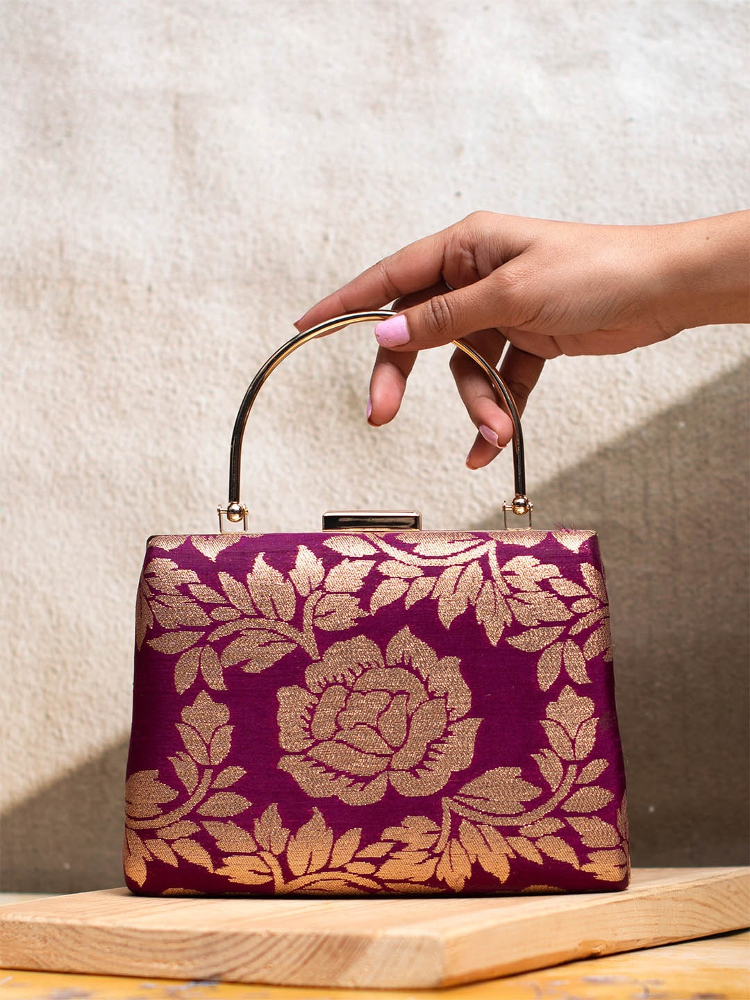 

ARTKLIM Textured Box Clutch, Purple