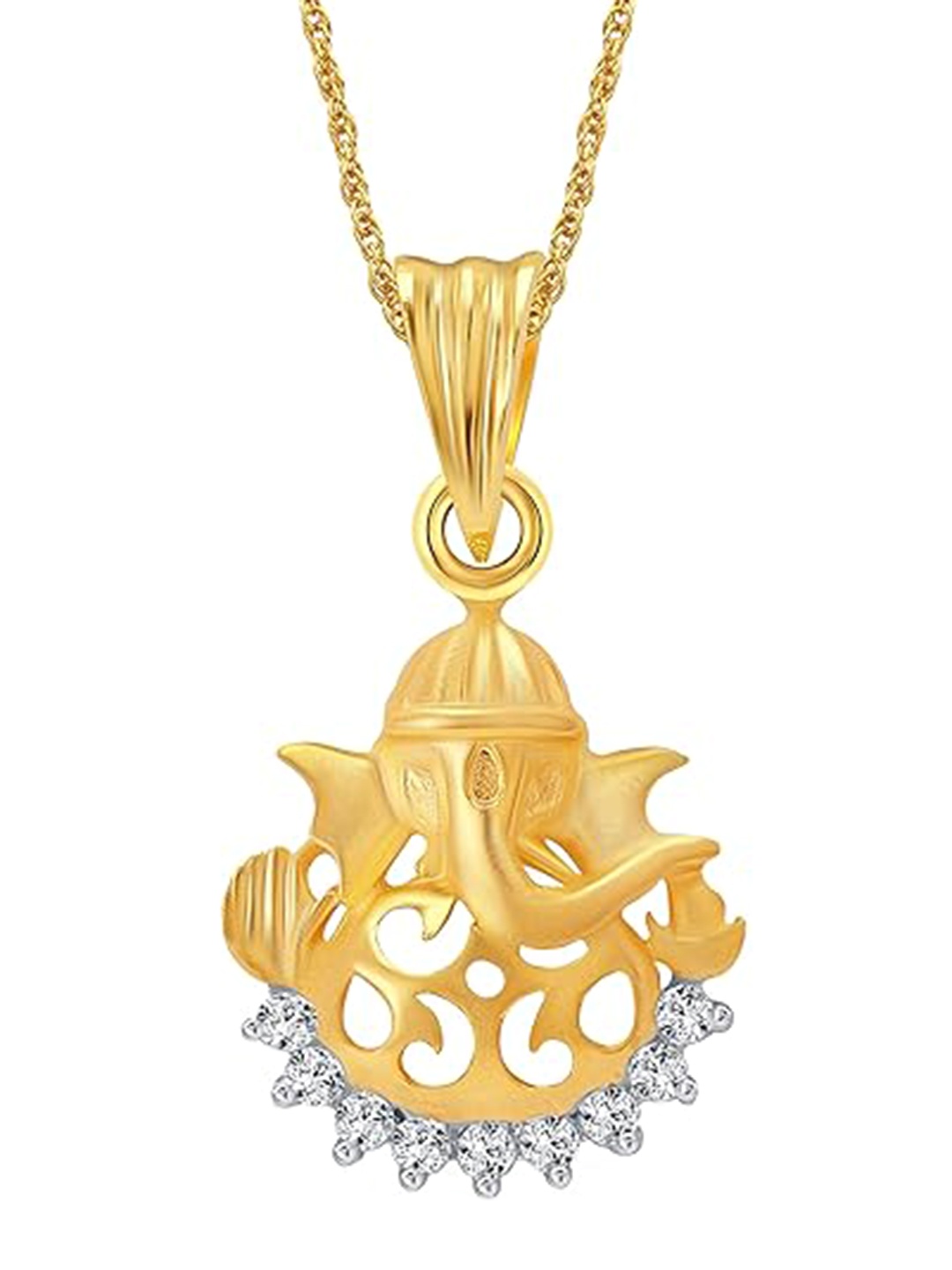 

Vighnaharta Rhodium-Plated Cubic Zirconia Pendants, Gold