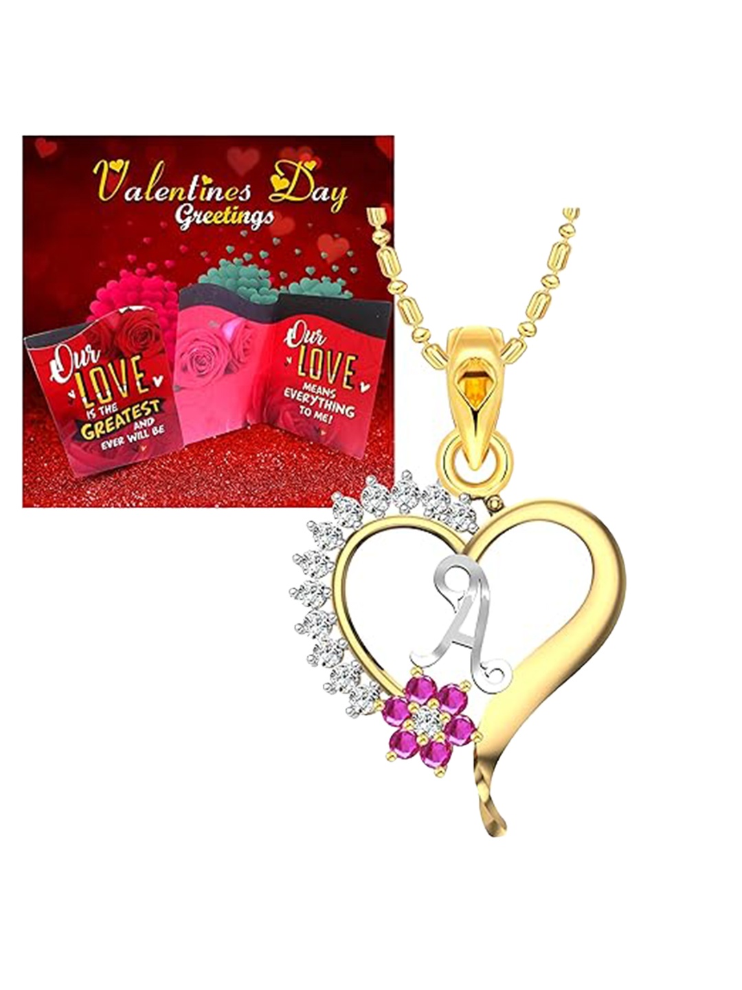 

Vighnaharta Gold-Plated & Red Pendant With Greeting Card Gift Set