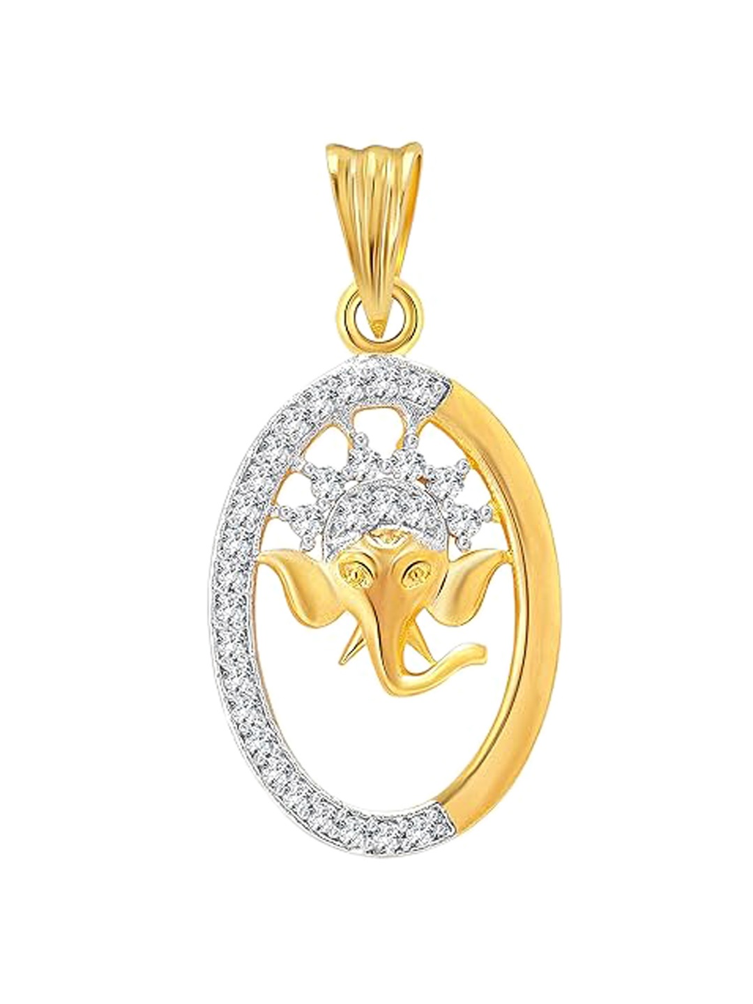

Vighnaharta Gold-Plated Circular Cubic Zirconia Pendants with Chains