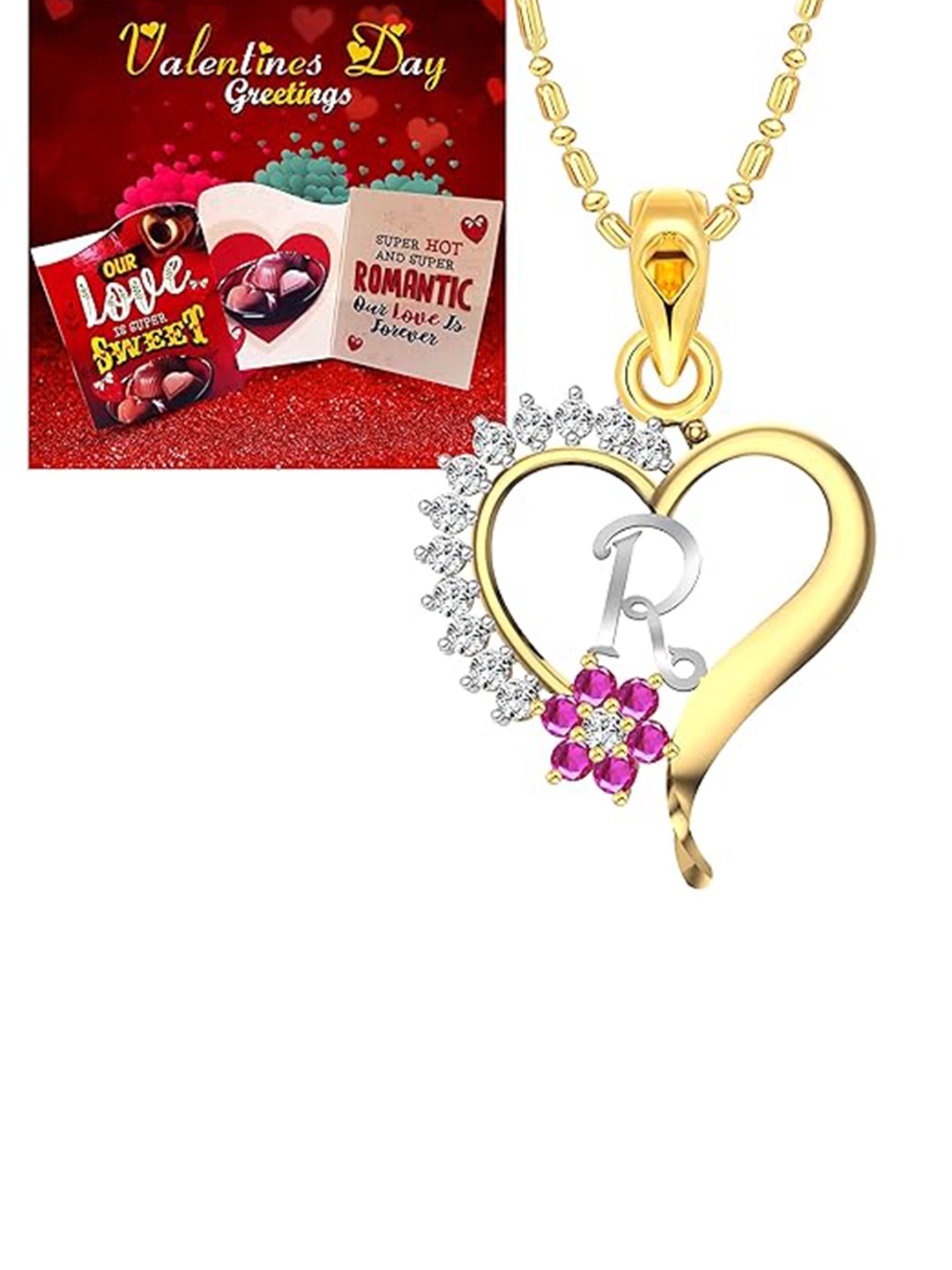 

Vighnaharta Gold-Plated & Red Pendant With Greeting Card Gift Set