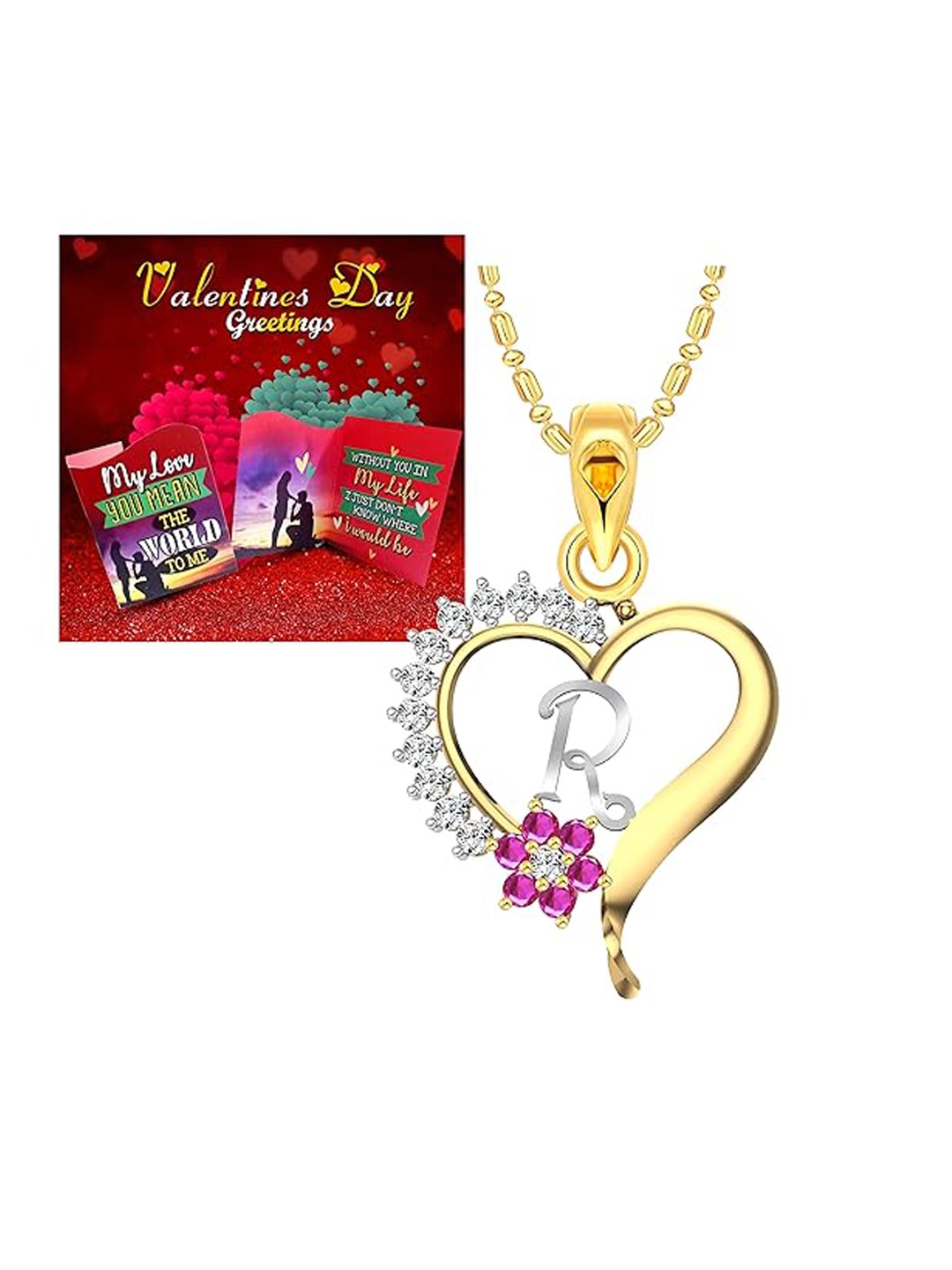 

Vighnaharta Gold Plated Cubic Zirconia Pendant With Greeting Card
