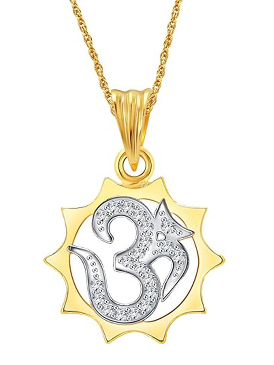 

Vighnaharta Gold-Plated Lord Surya Om Cubic Zirconia Pendant
