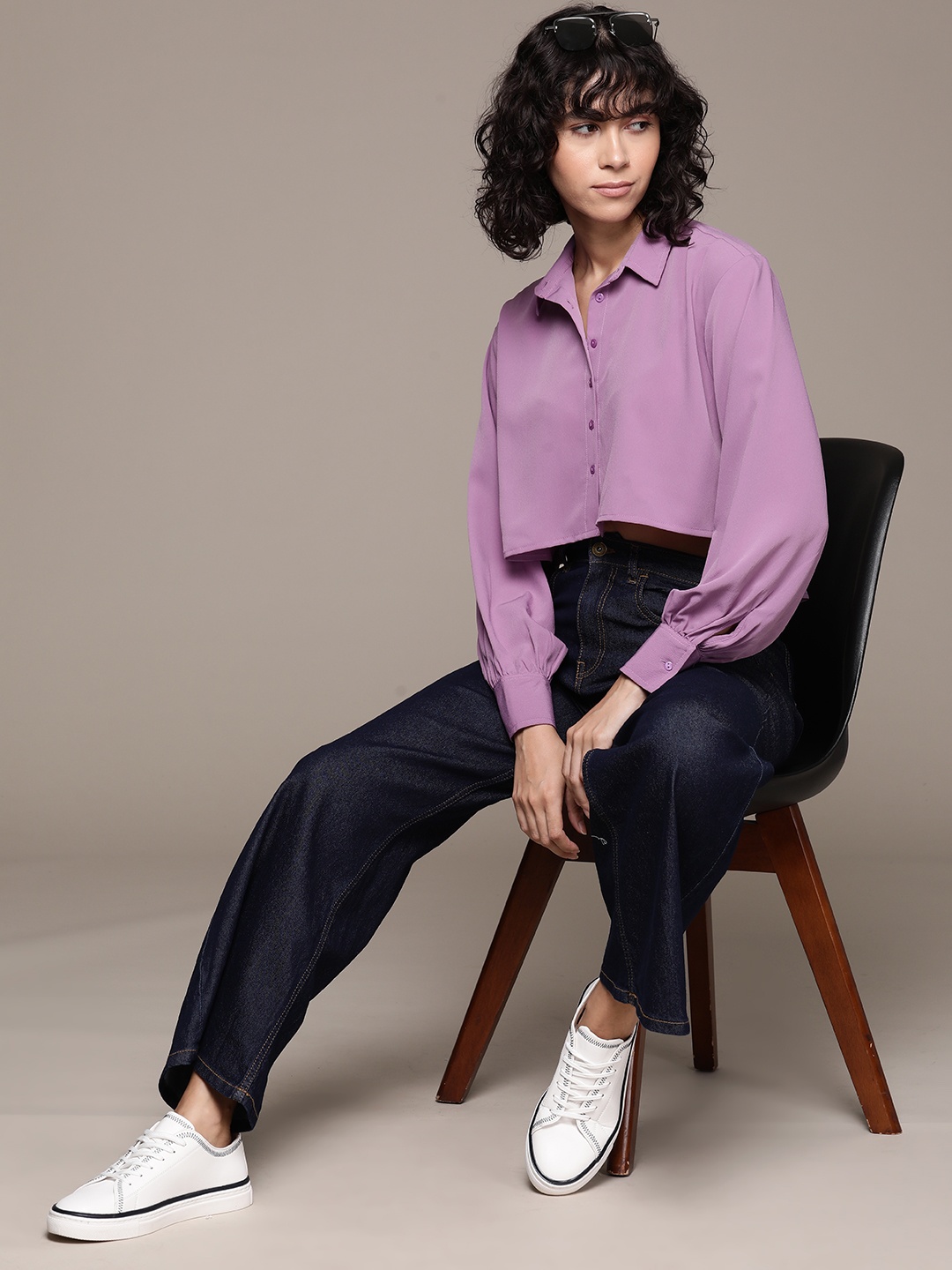 

The Roadster Lifestyle Co. Boxy Fit Crop Shirt, Mauve