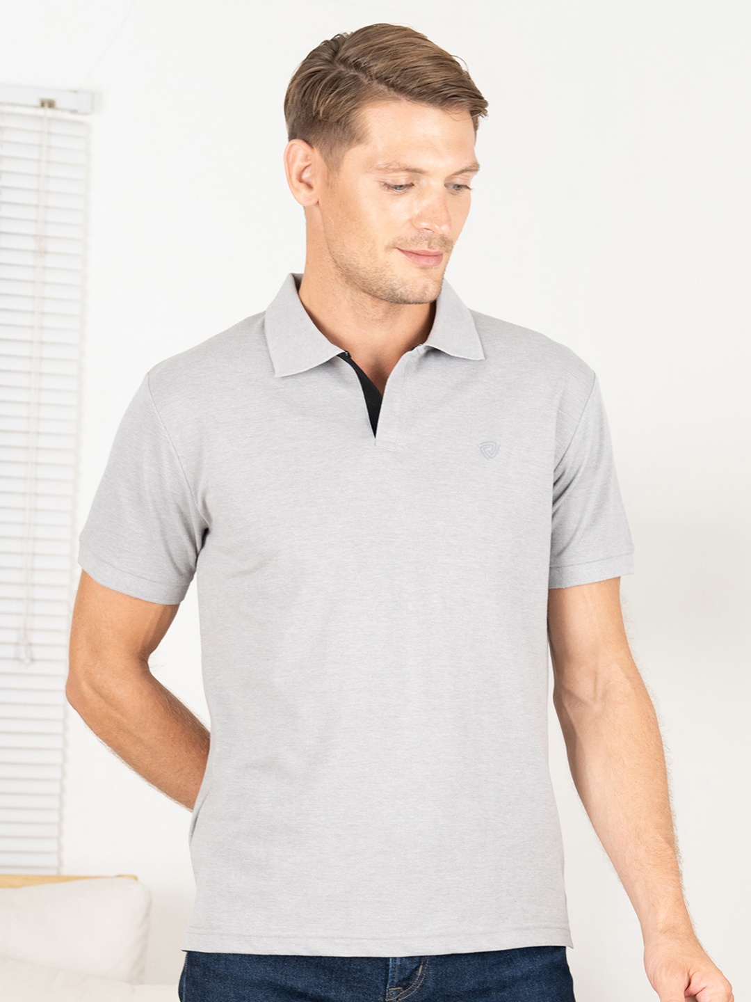 

Lux Cozi Polo Collar Lounge Tshirts, Grey melange