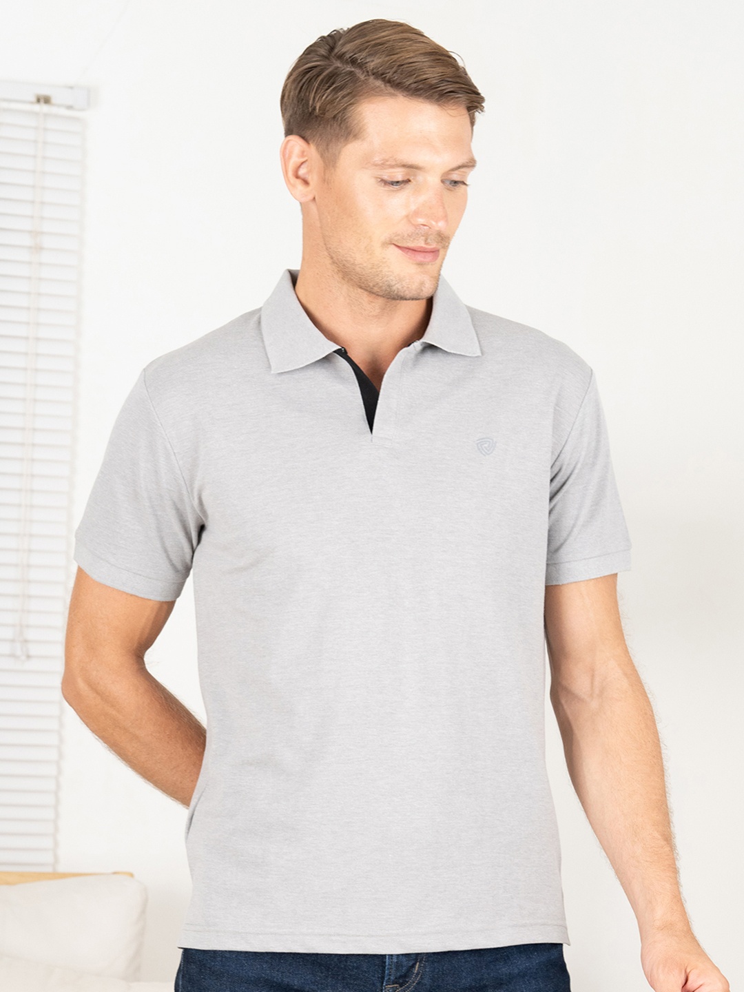 

Lux Cozi Polo Collar Lounge Tshirts, Grey melange