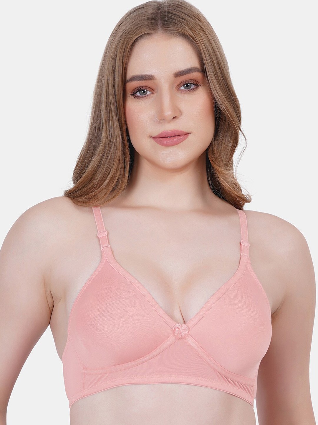 

Reveira Medium Coverage Dry Fit Everyday Bra with All Day Comfort, Peach