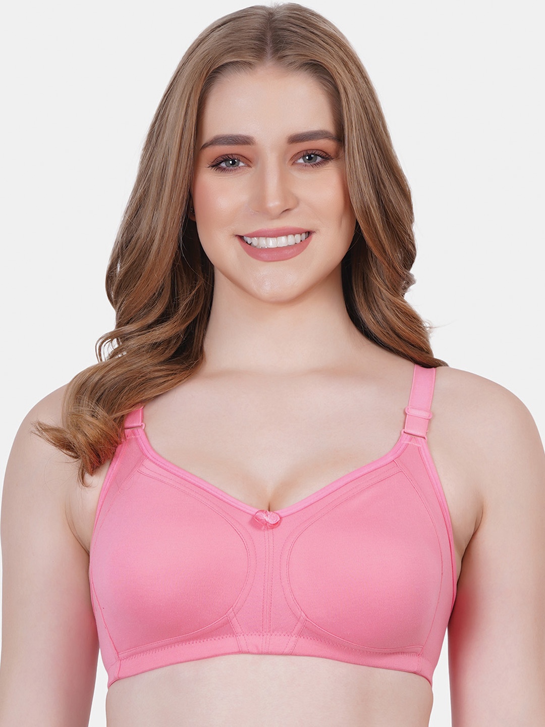 

Reveira Full Coverage Dry Fit Everyday Bra with All Day Comfort, Pink