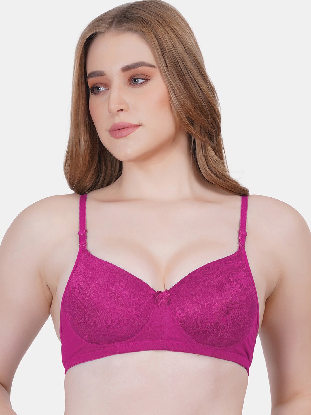 

Reveira Medium Coverage Super Support Dry Fit Cotton Balconette Bra, Magenta