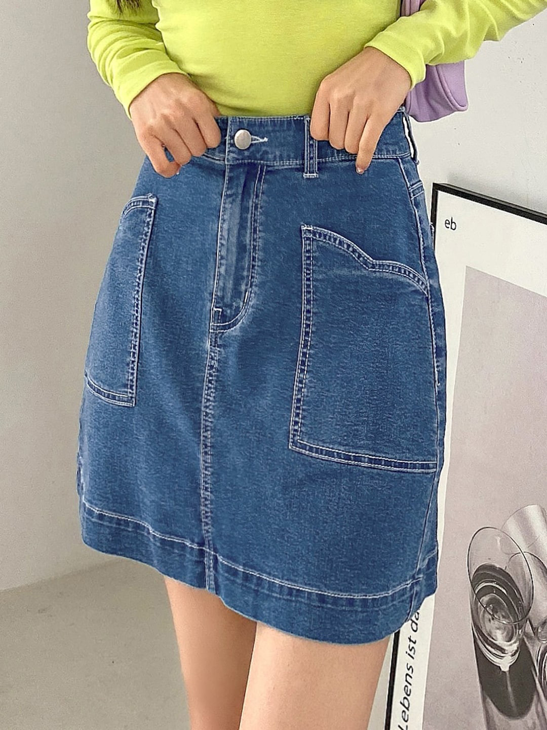 

Stylecast X Kotty Denim A-Line Mini Denim Skirt, Blue