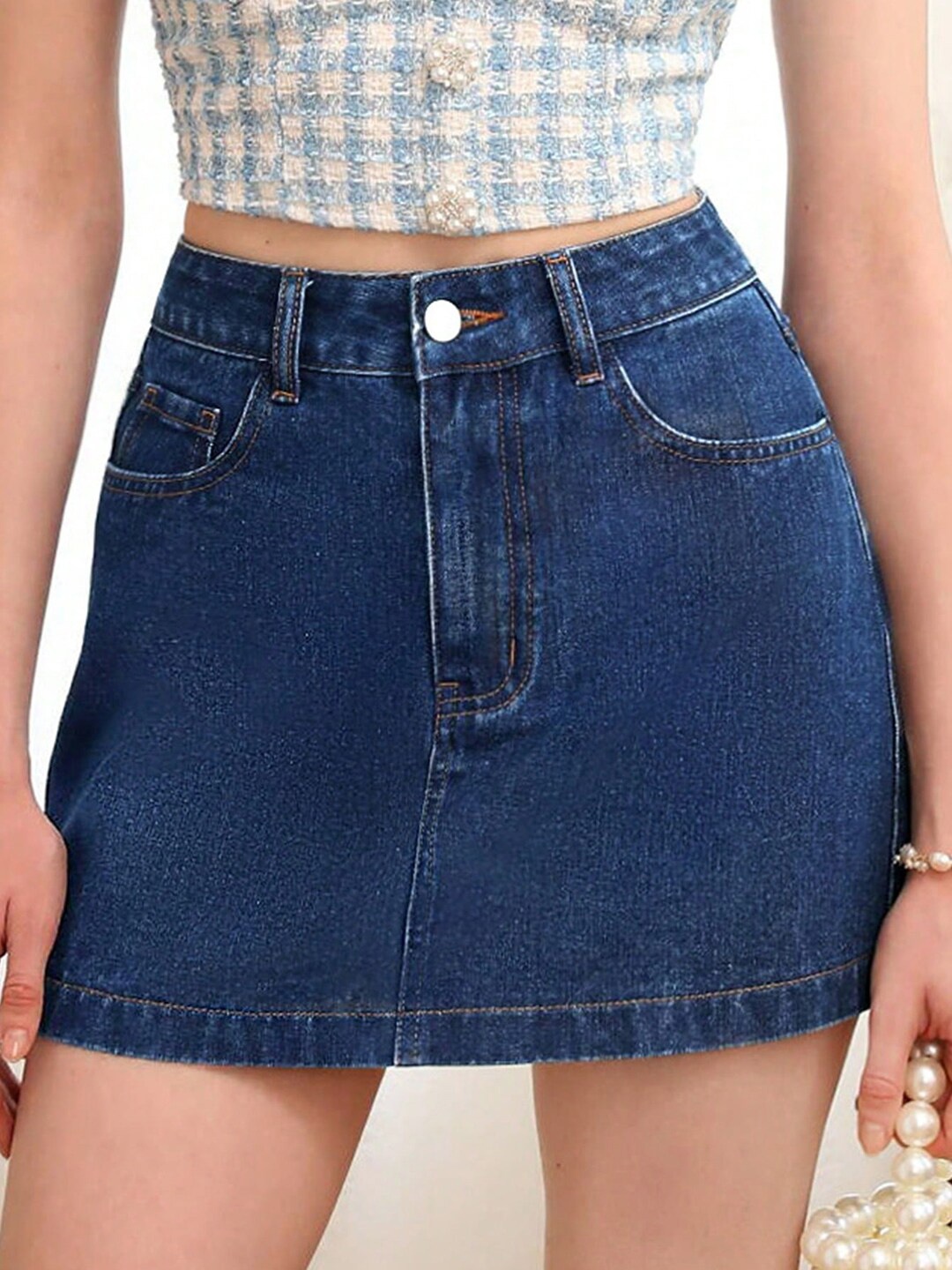 

Stylecast X KOTTY Basics Straight Mini Skirts, Blue