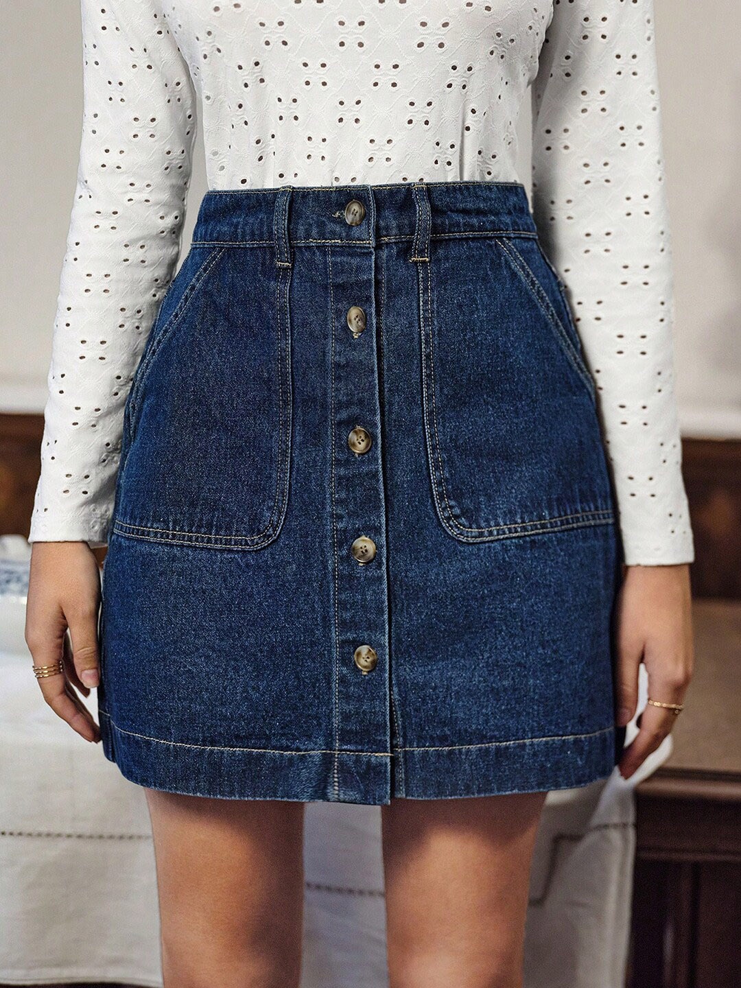 

Stylecast X Kotty A Line Mini Skirts, Blue