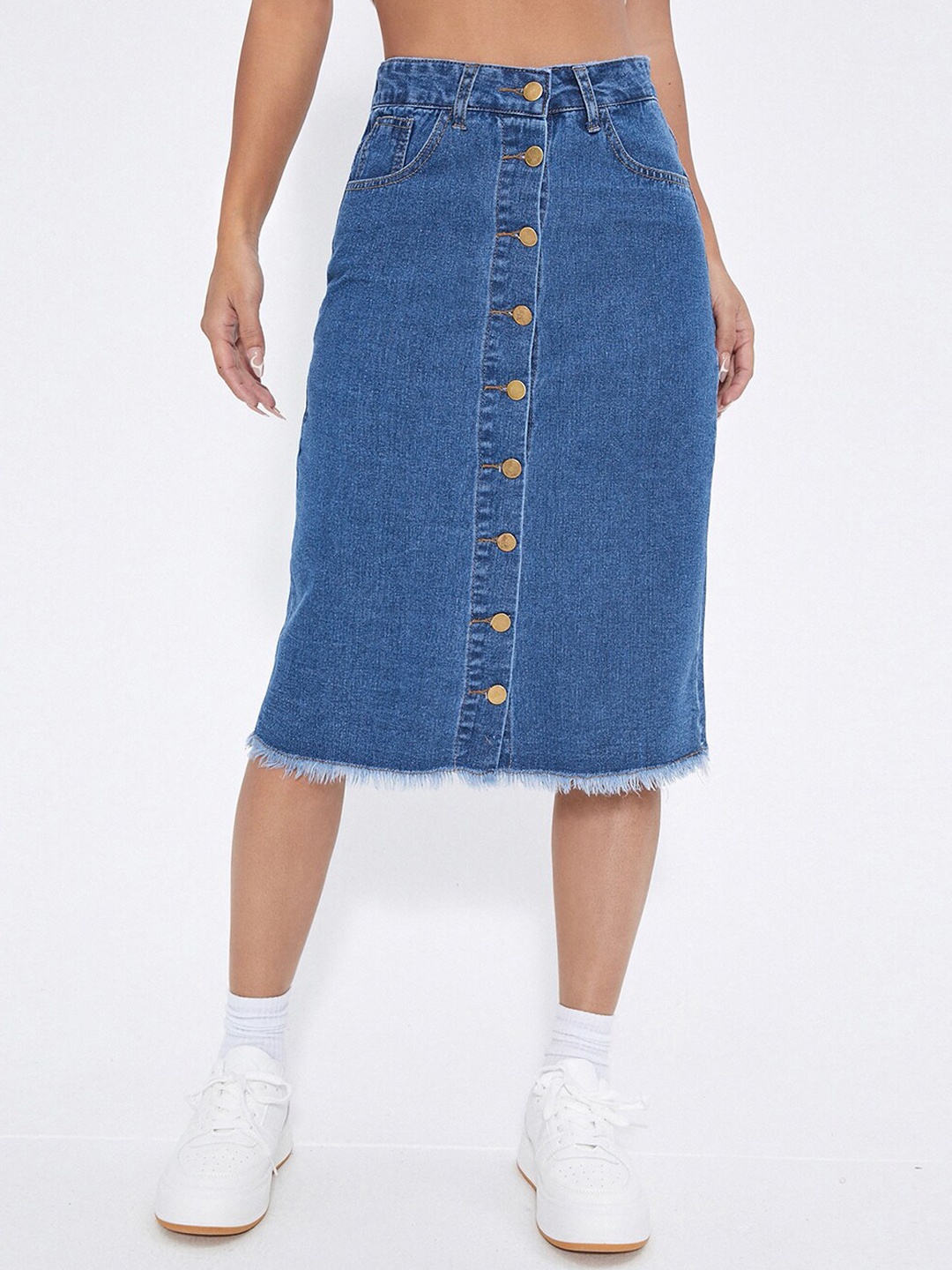 

Stylecast X Kotty Straight Midi Skirts, Blue