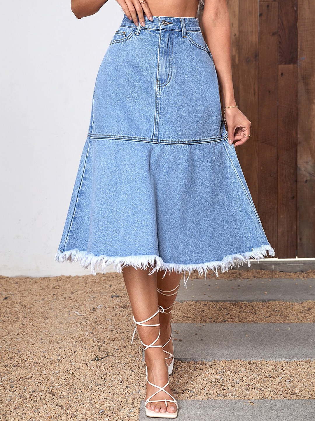 

Stylecast X Kotty Midi Flared Skirts, Blue