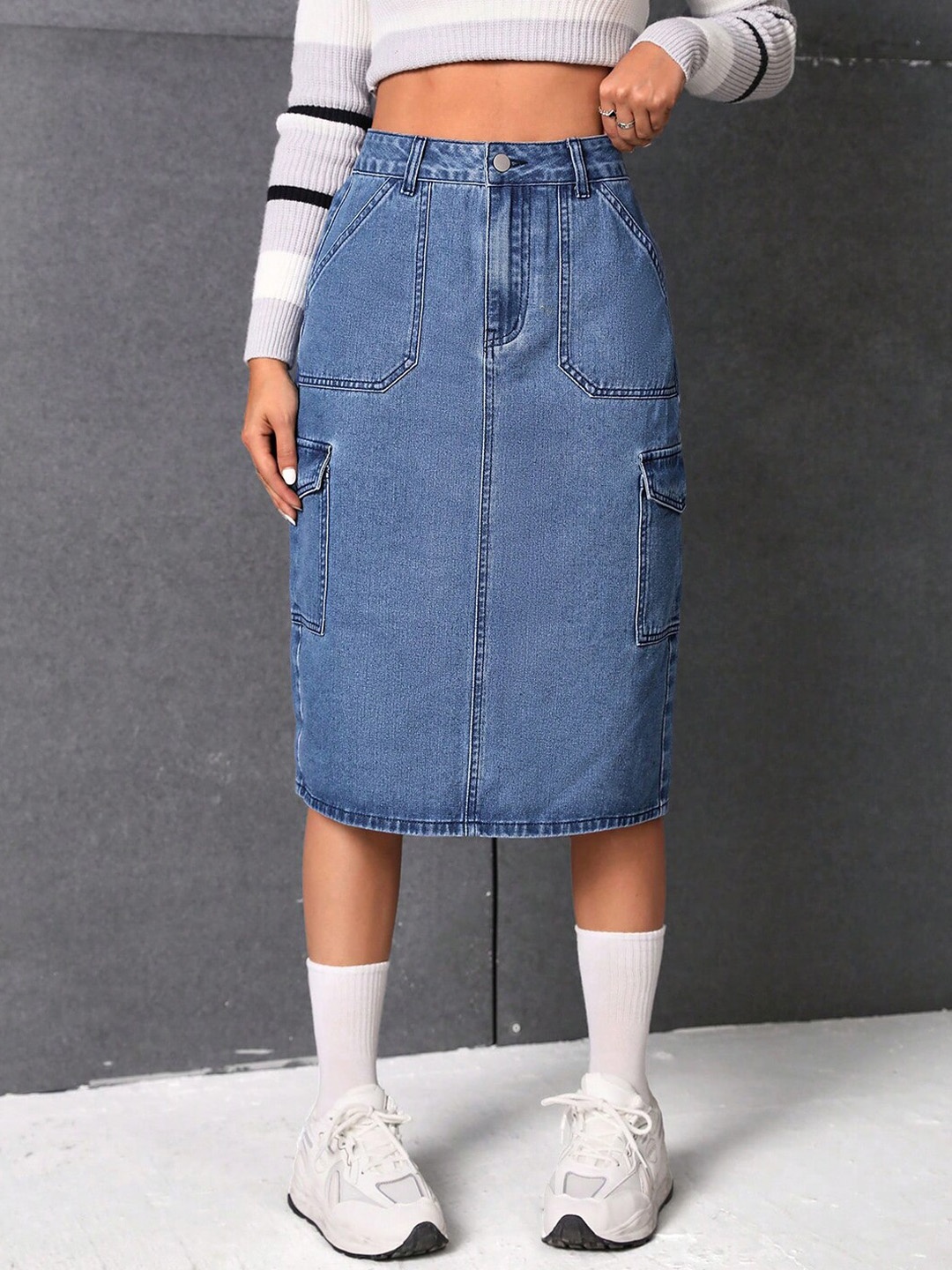 

Stylecast X Kotty Straight Midi Skirts, Blue
