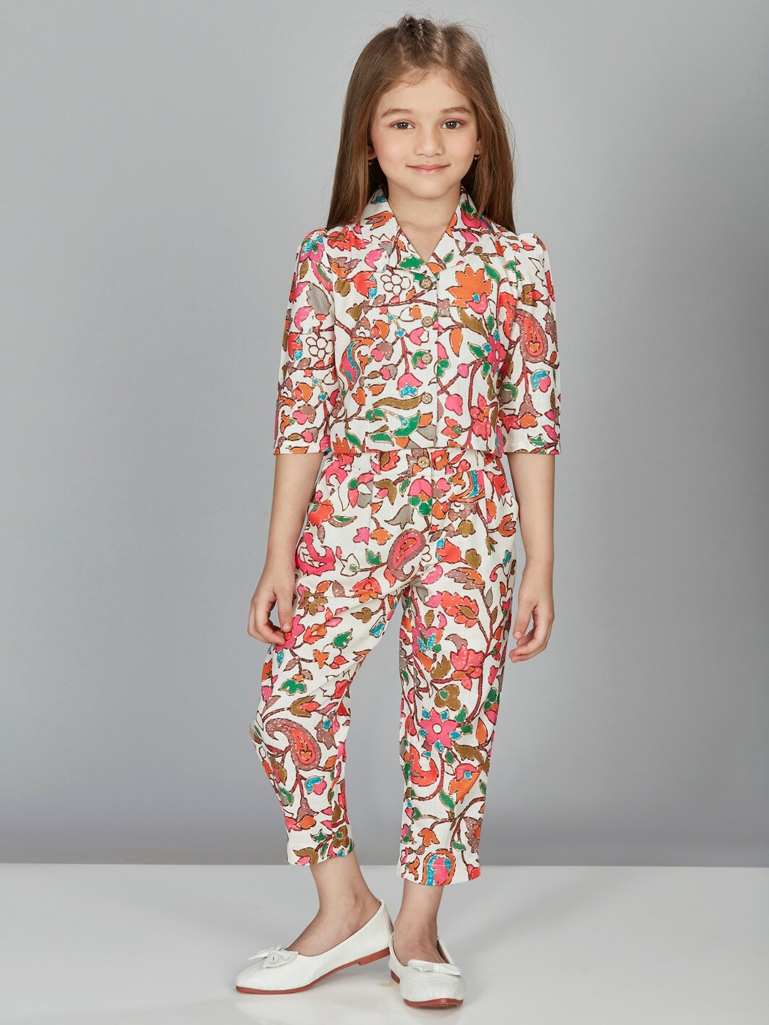 

Peppermint Infants Floral Printed Shirt With Trousers, White